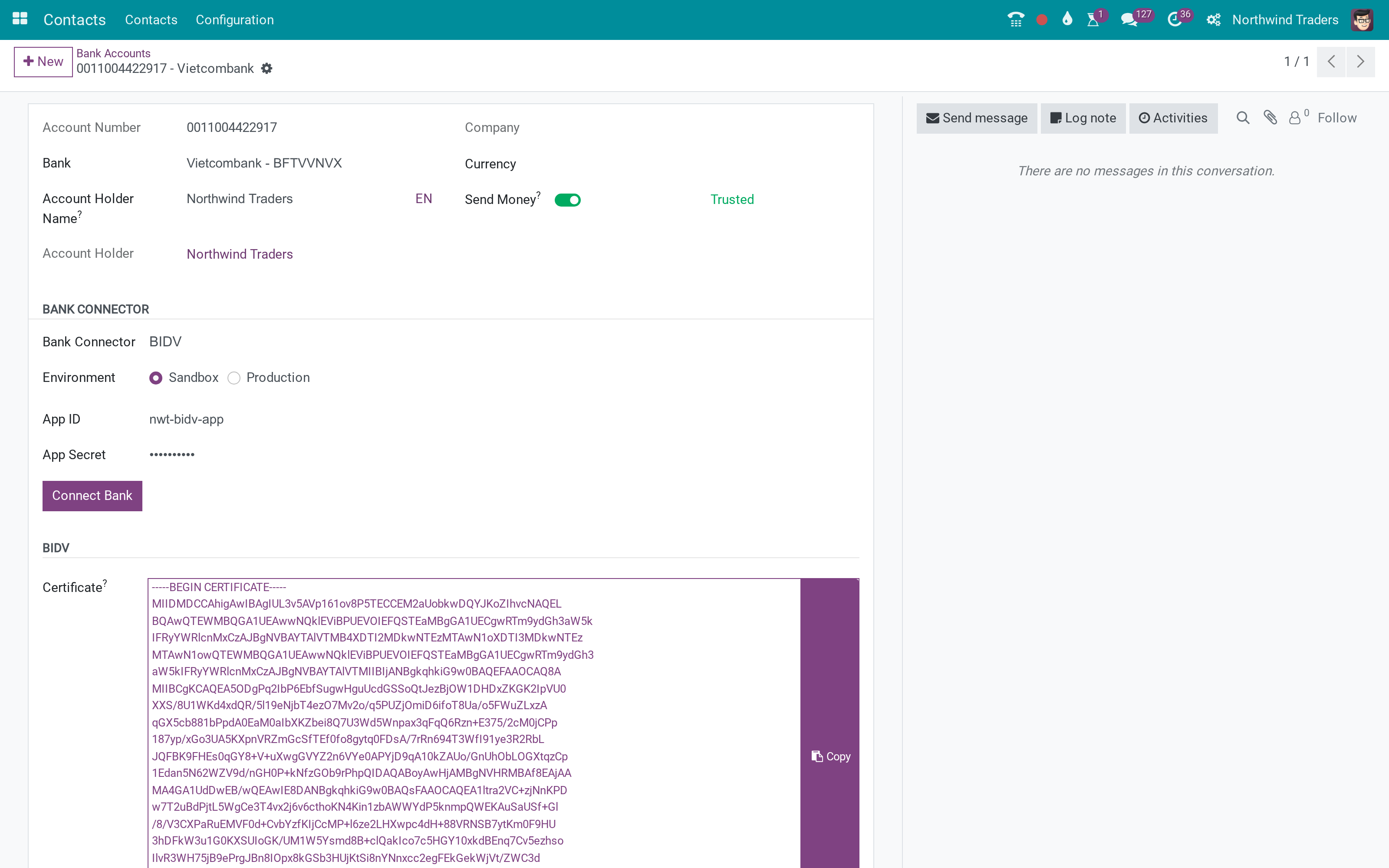 The connected account