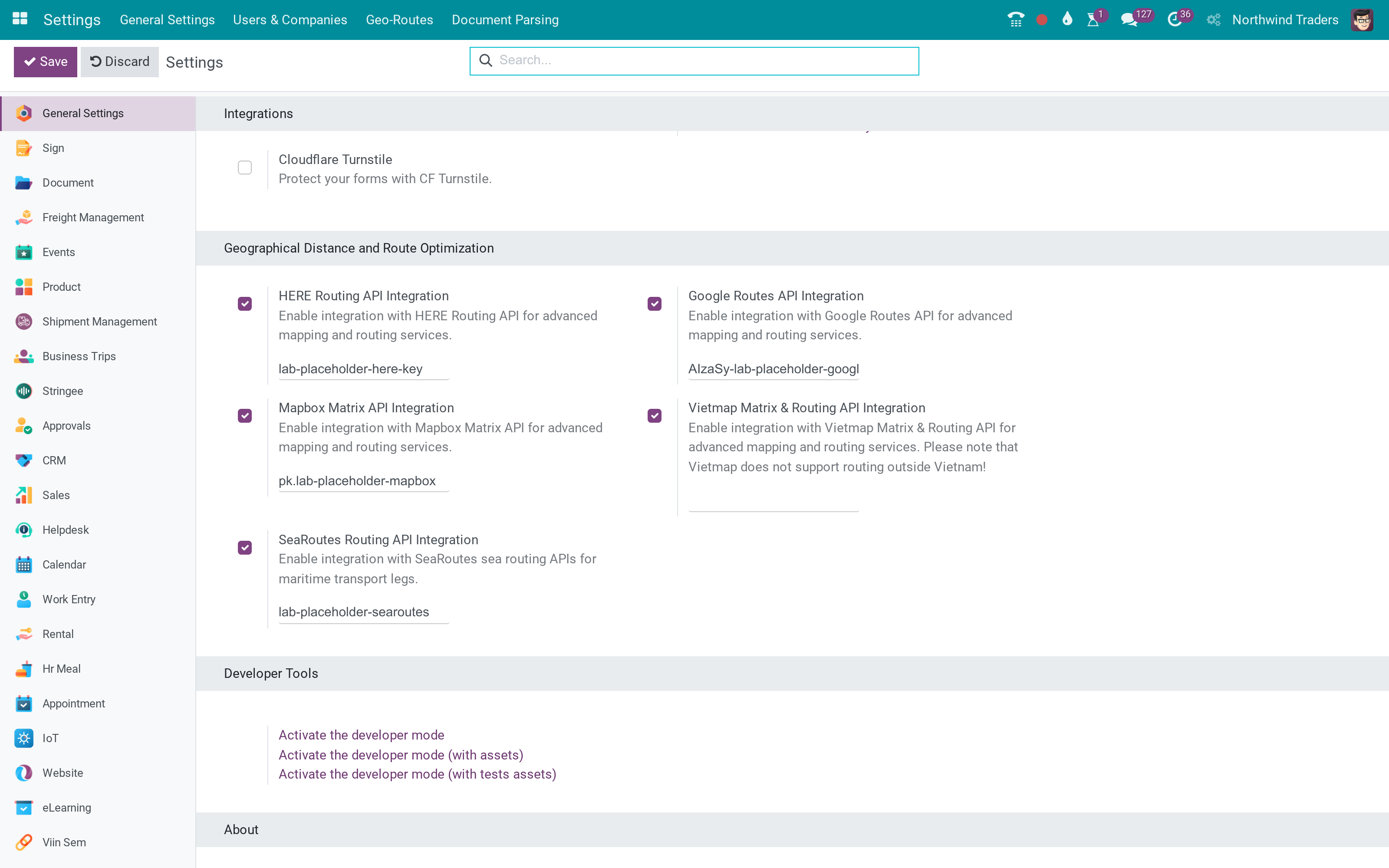 Mapbox Matrix API key