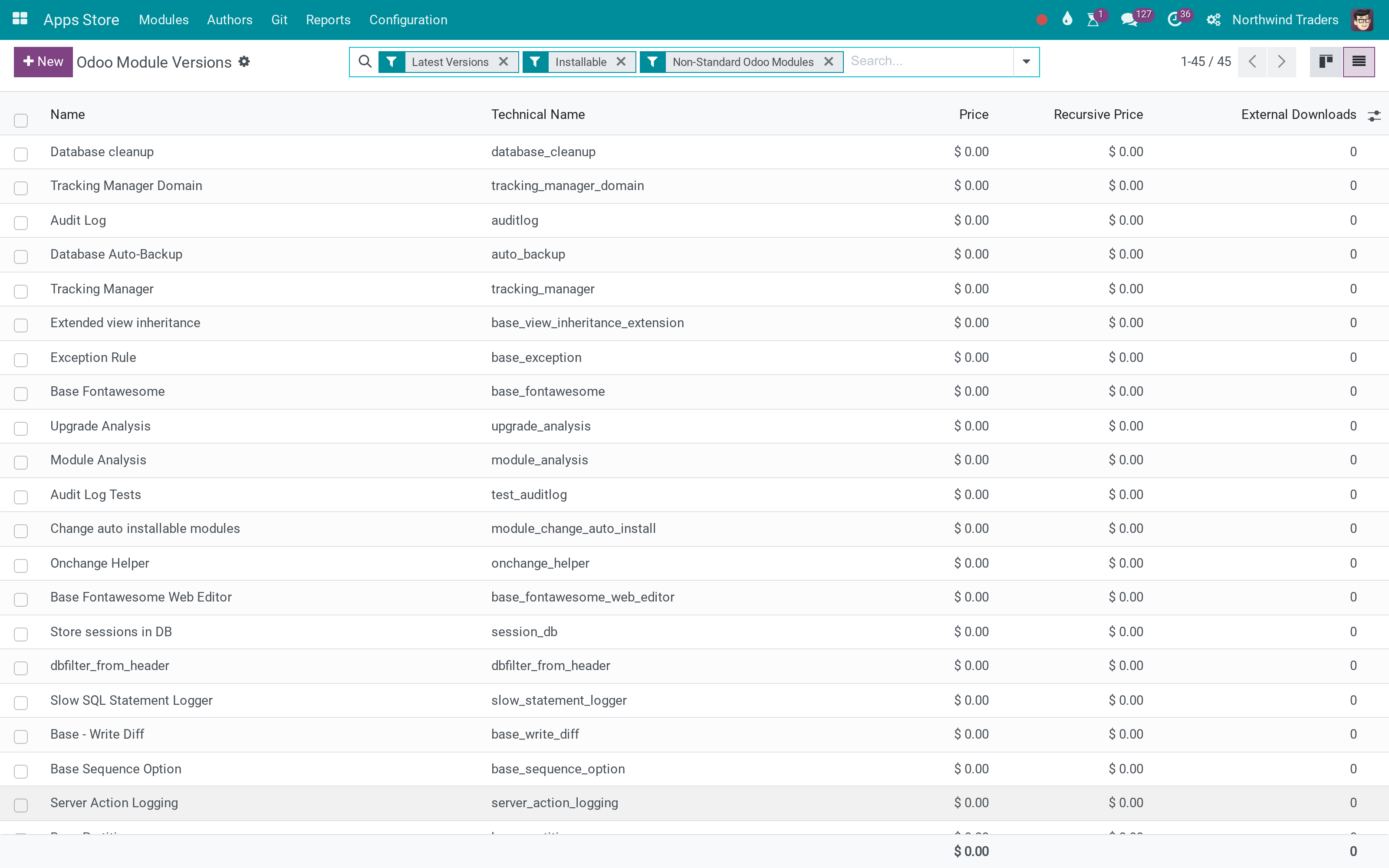 Versions list