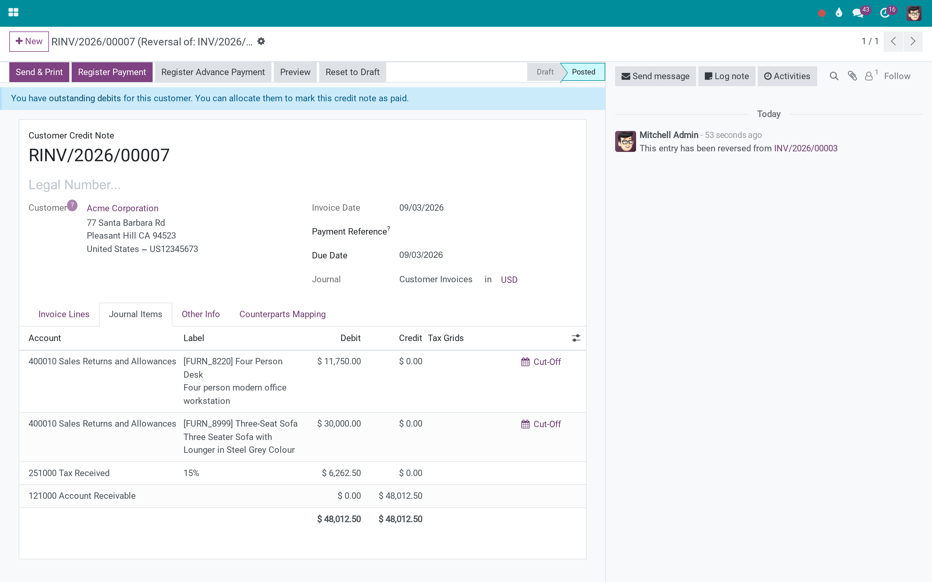A return is not negative revenue - give it its own account