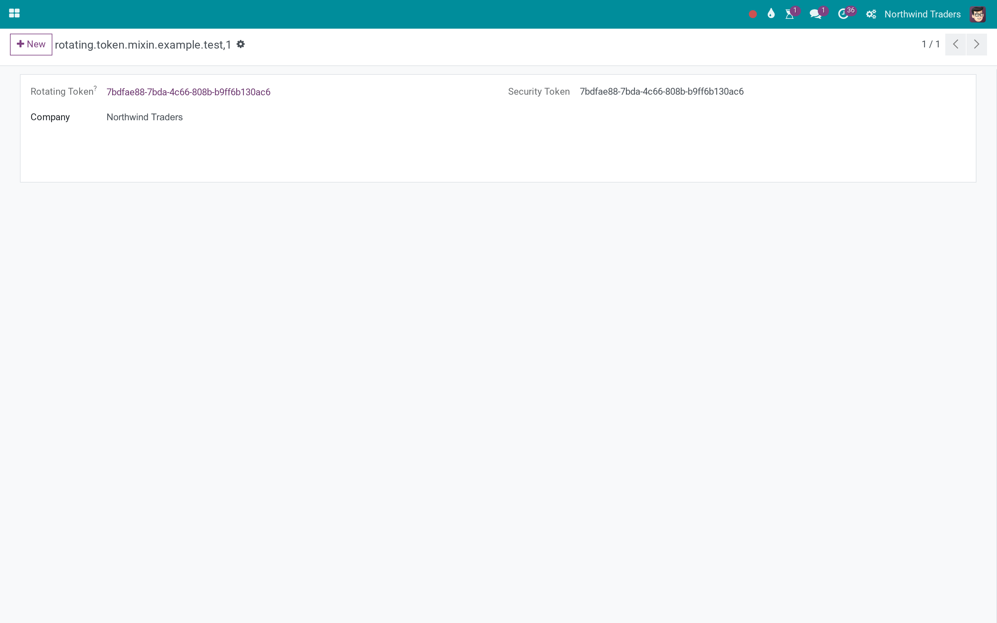 A test model for the rotating-token mixin