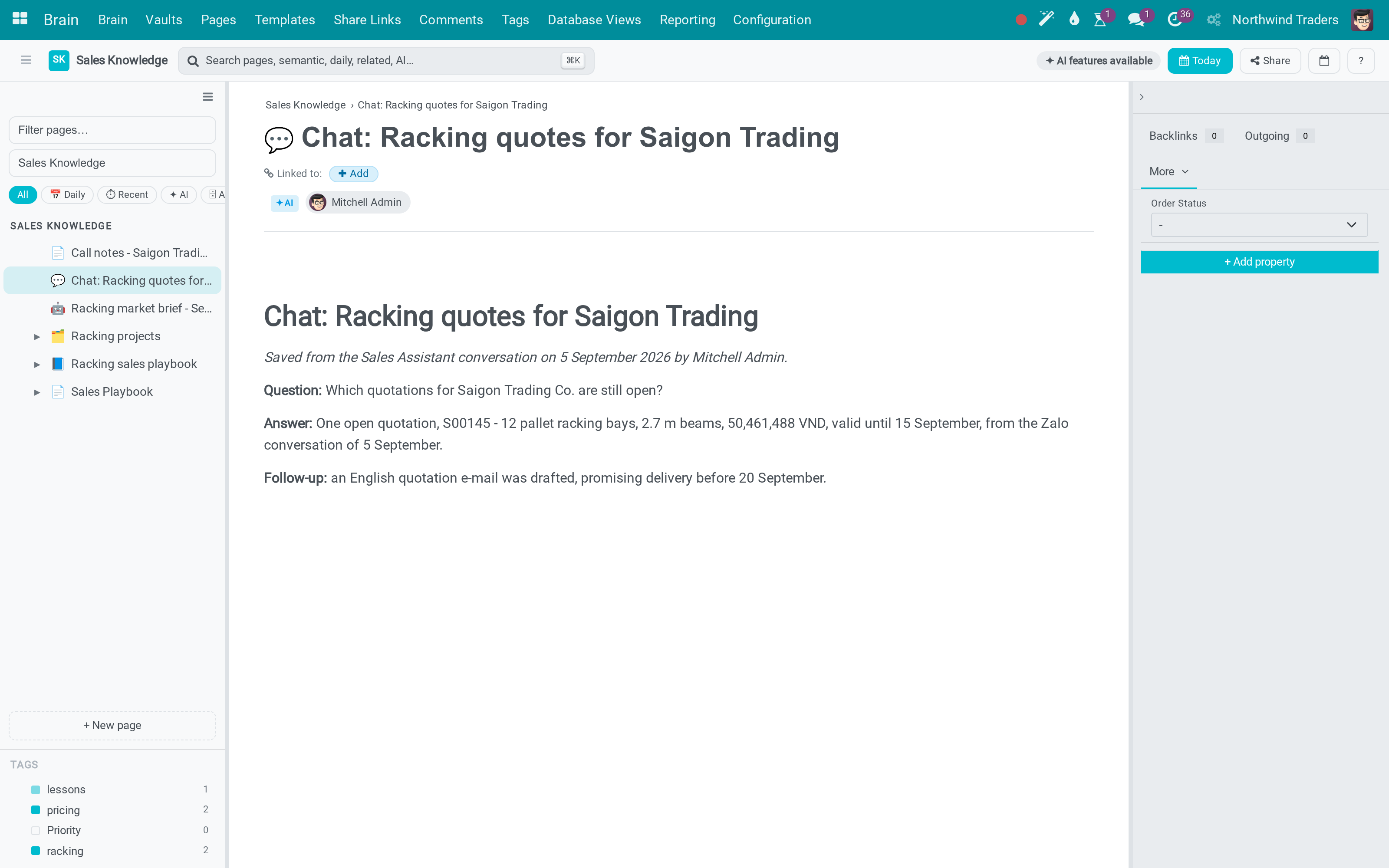 Chat: Racking quotes