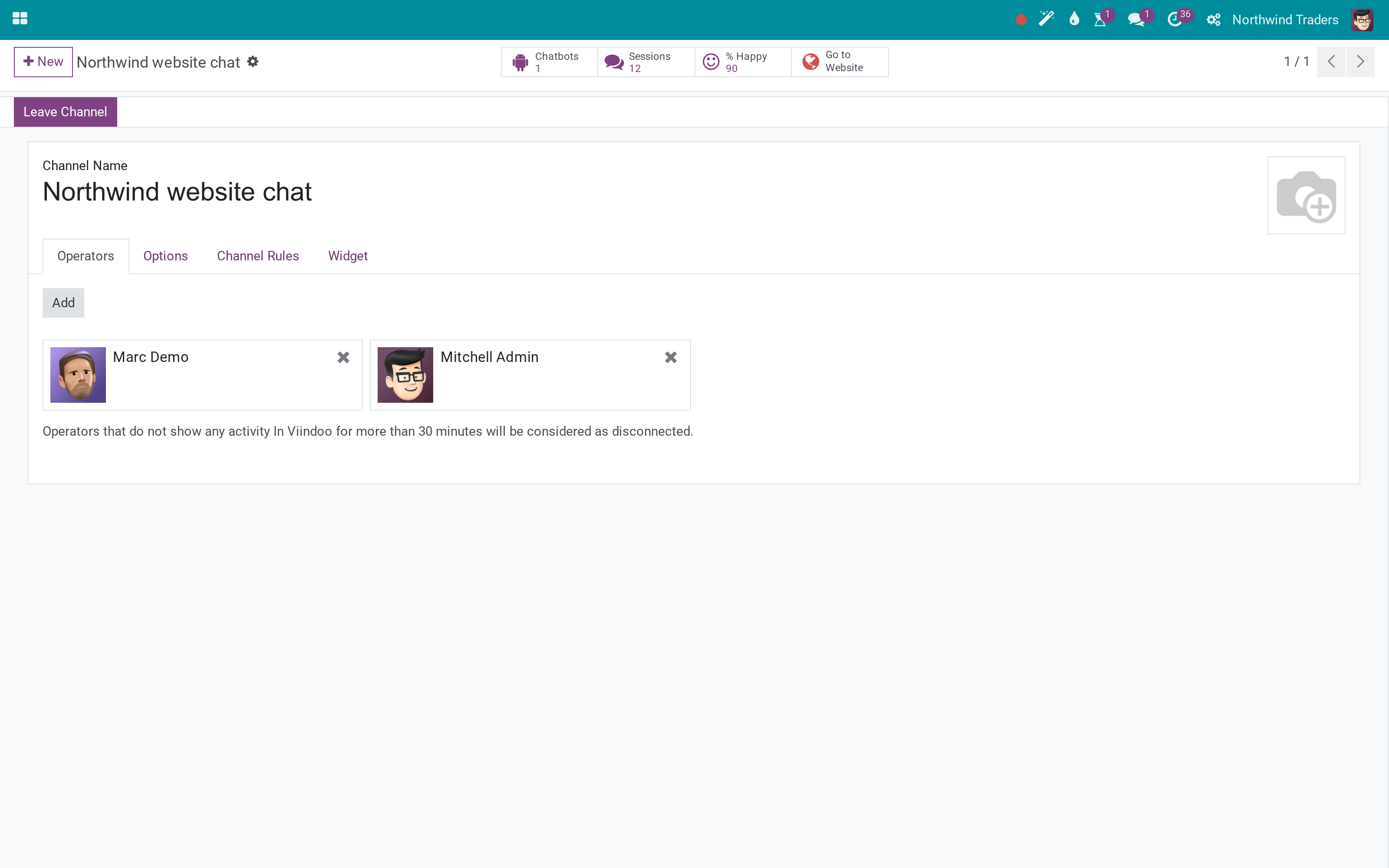 Northwind website chat