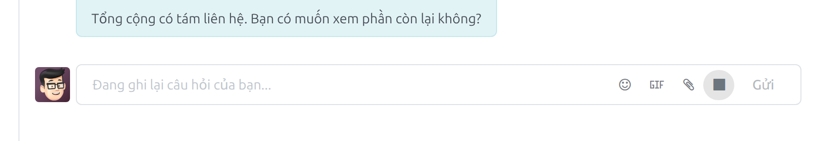 Ô nhập tin nhắn hiện 
