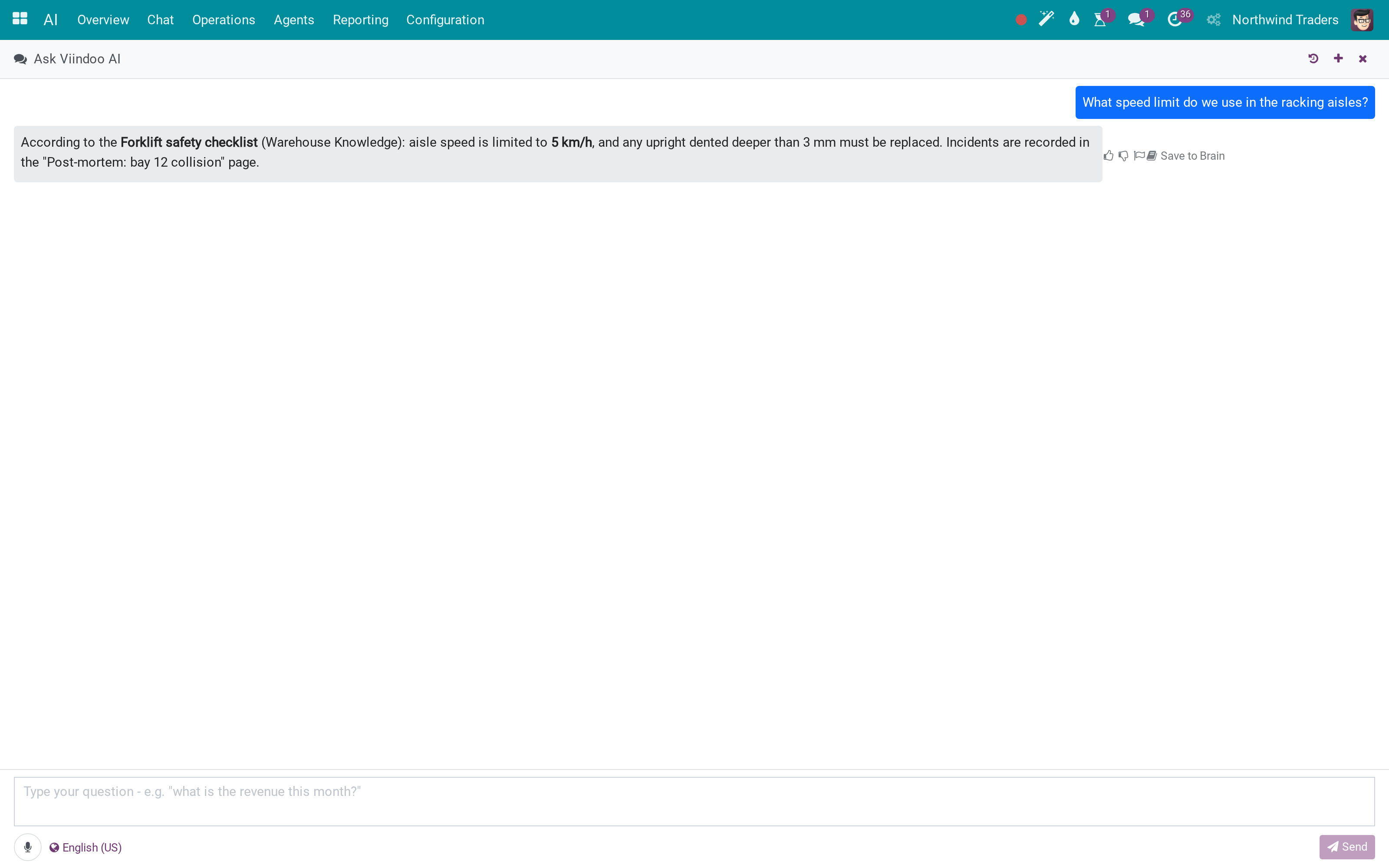 Speak to the assistant and hear the answer, in the chat panel you already use