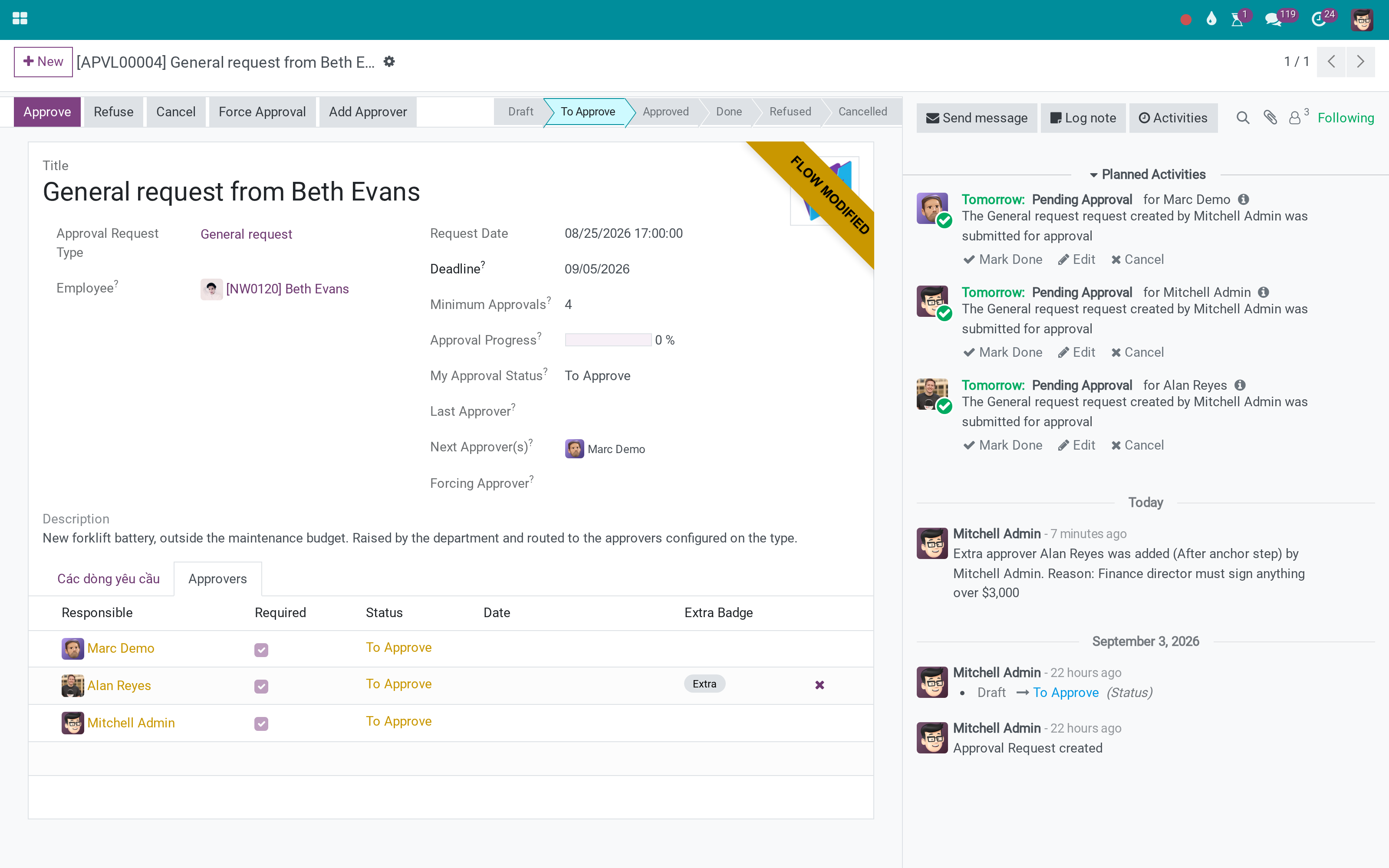 Add an approver to a running request without starting over