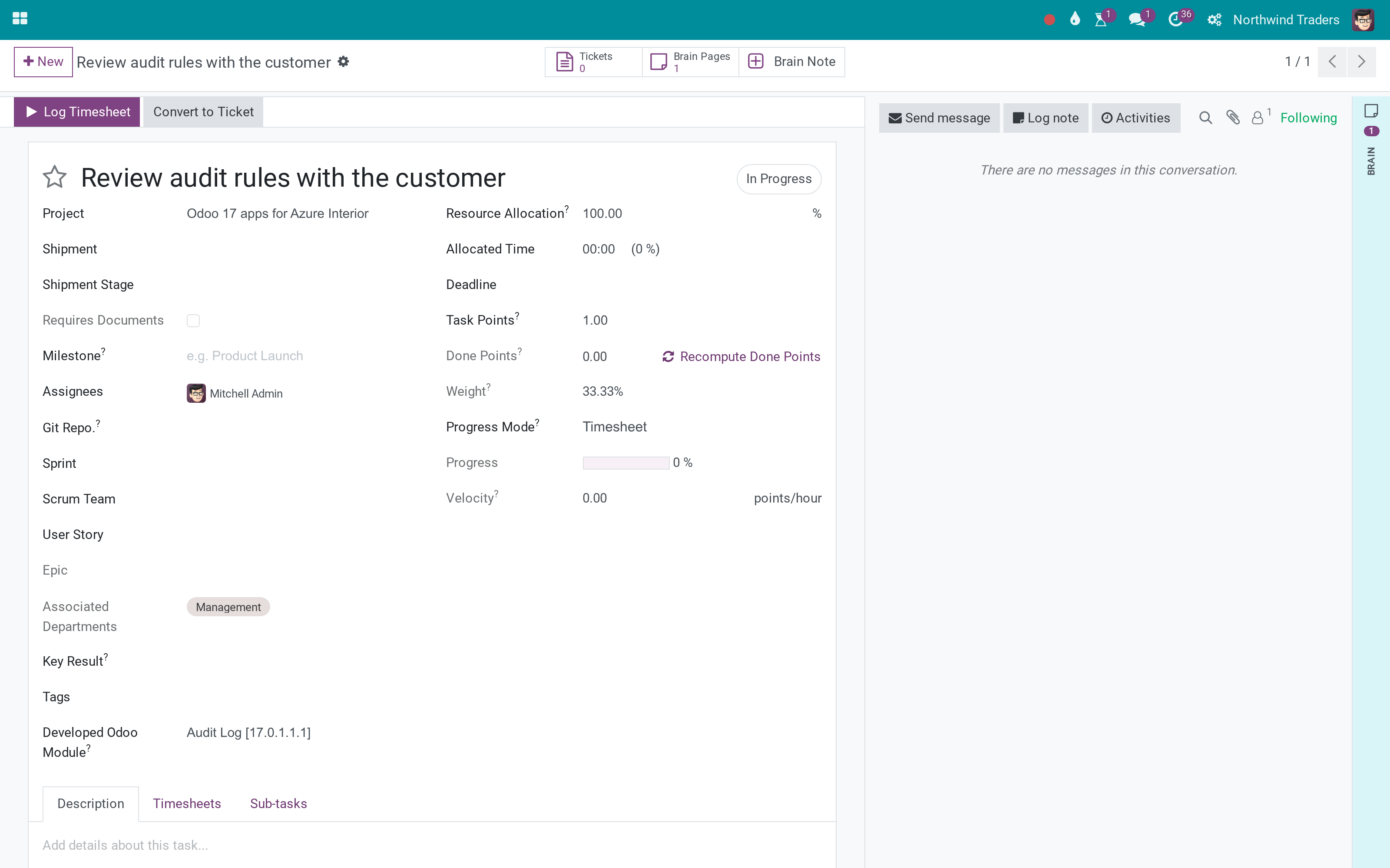 Brain pages on project tasks: a knowledge vault for Project and note buttons on every record