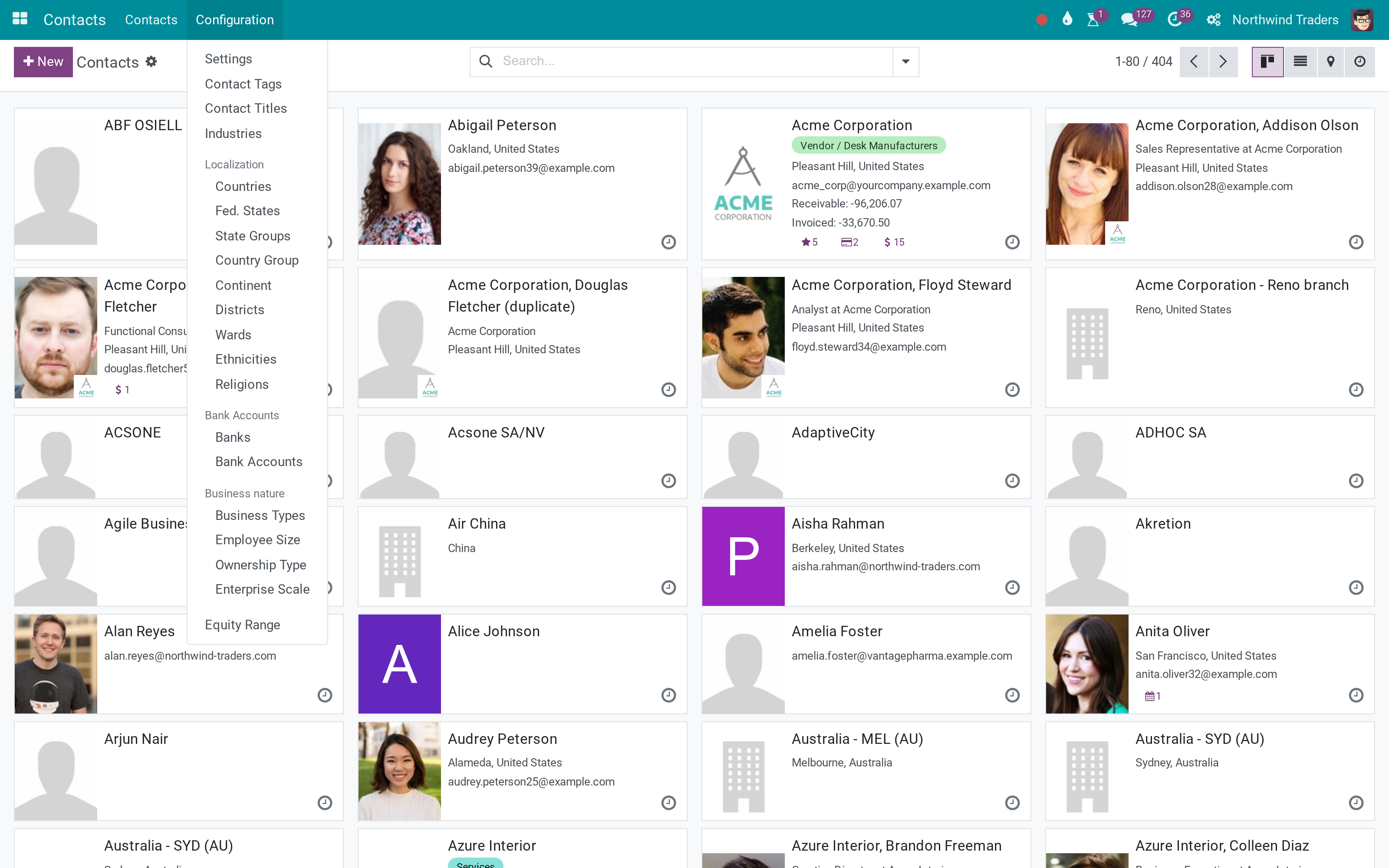 The Wards menu inside Contacts