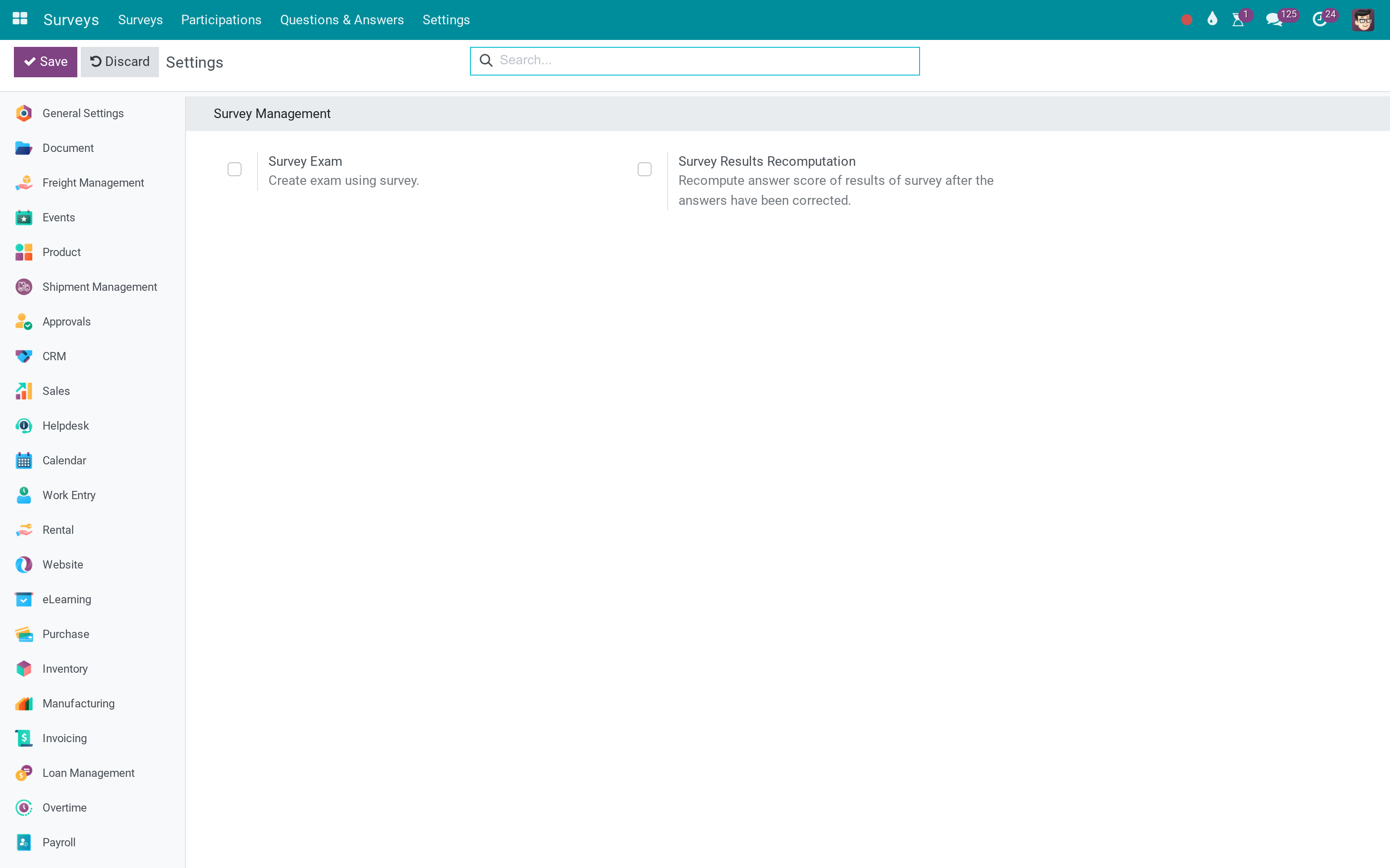 The Surveys extensions, one checkbox away