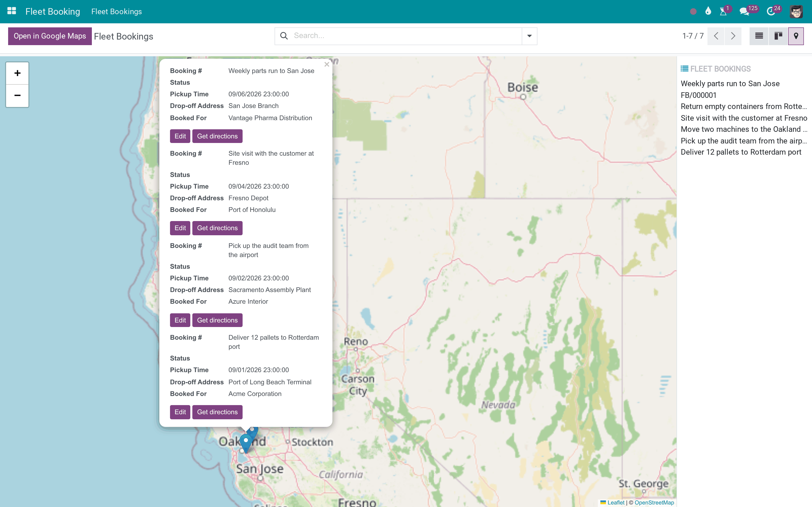 Every booking's pickup point on one map