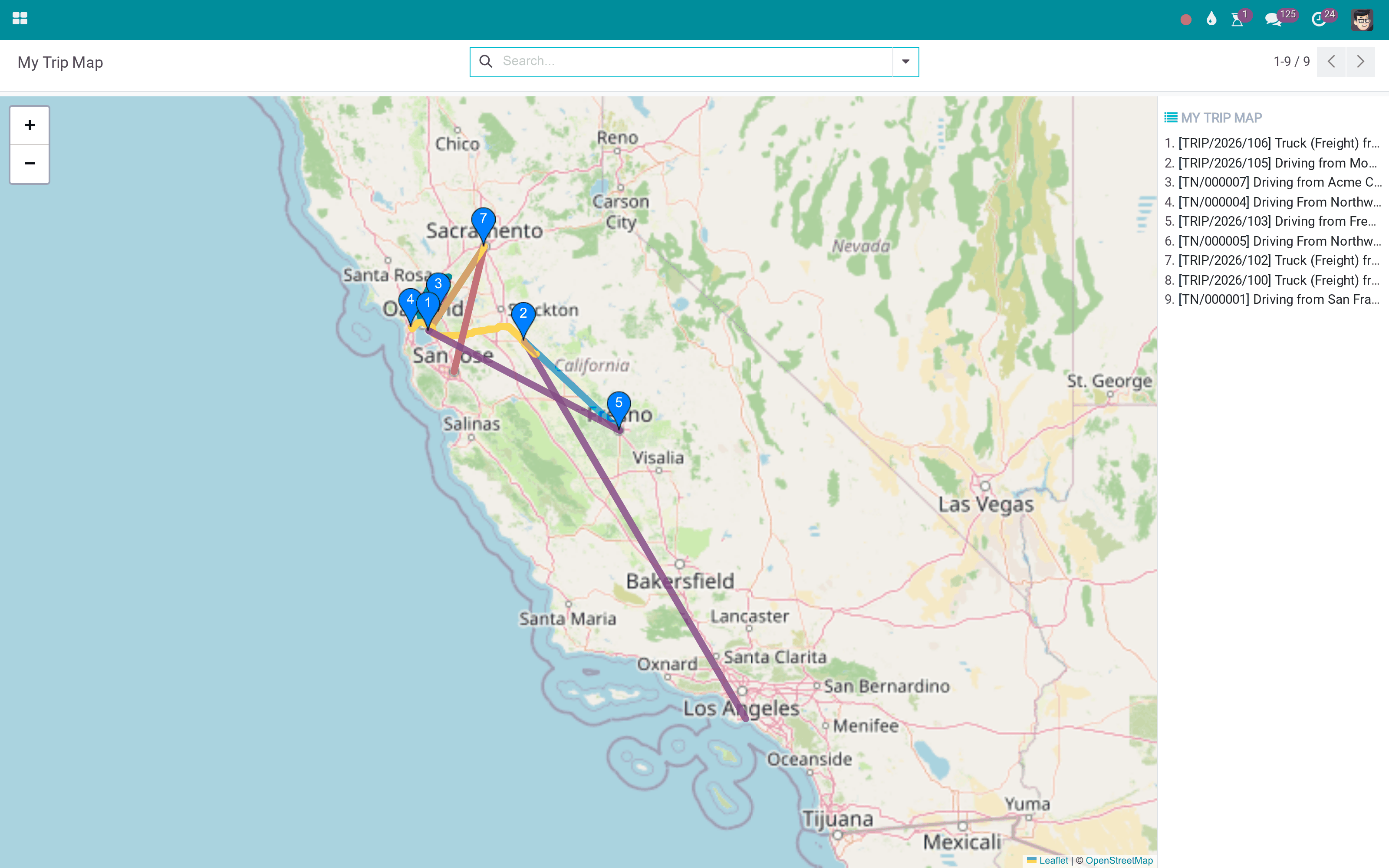 A driver's trips