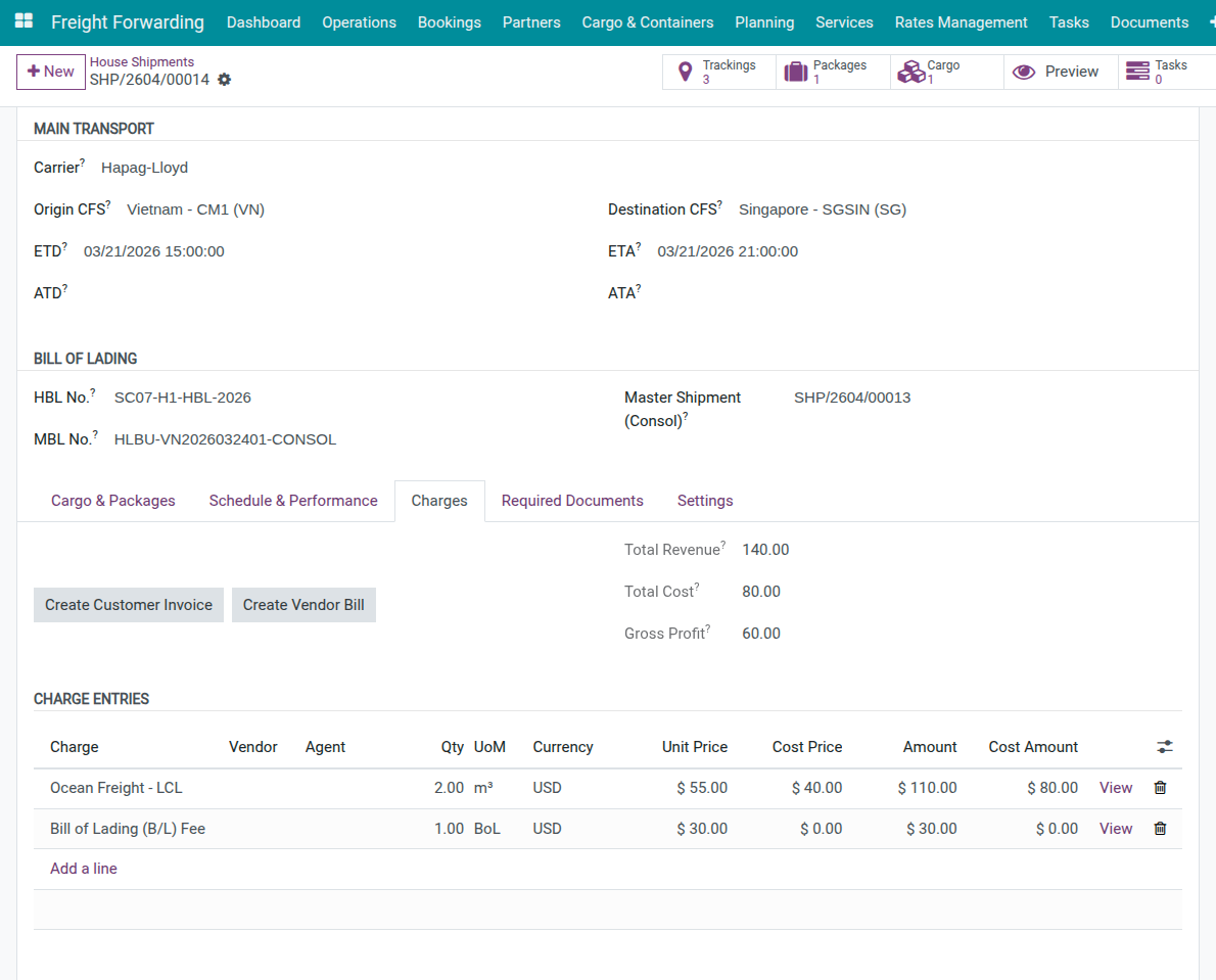House charges from master