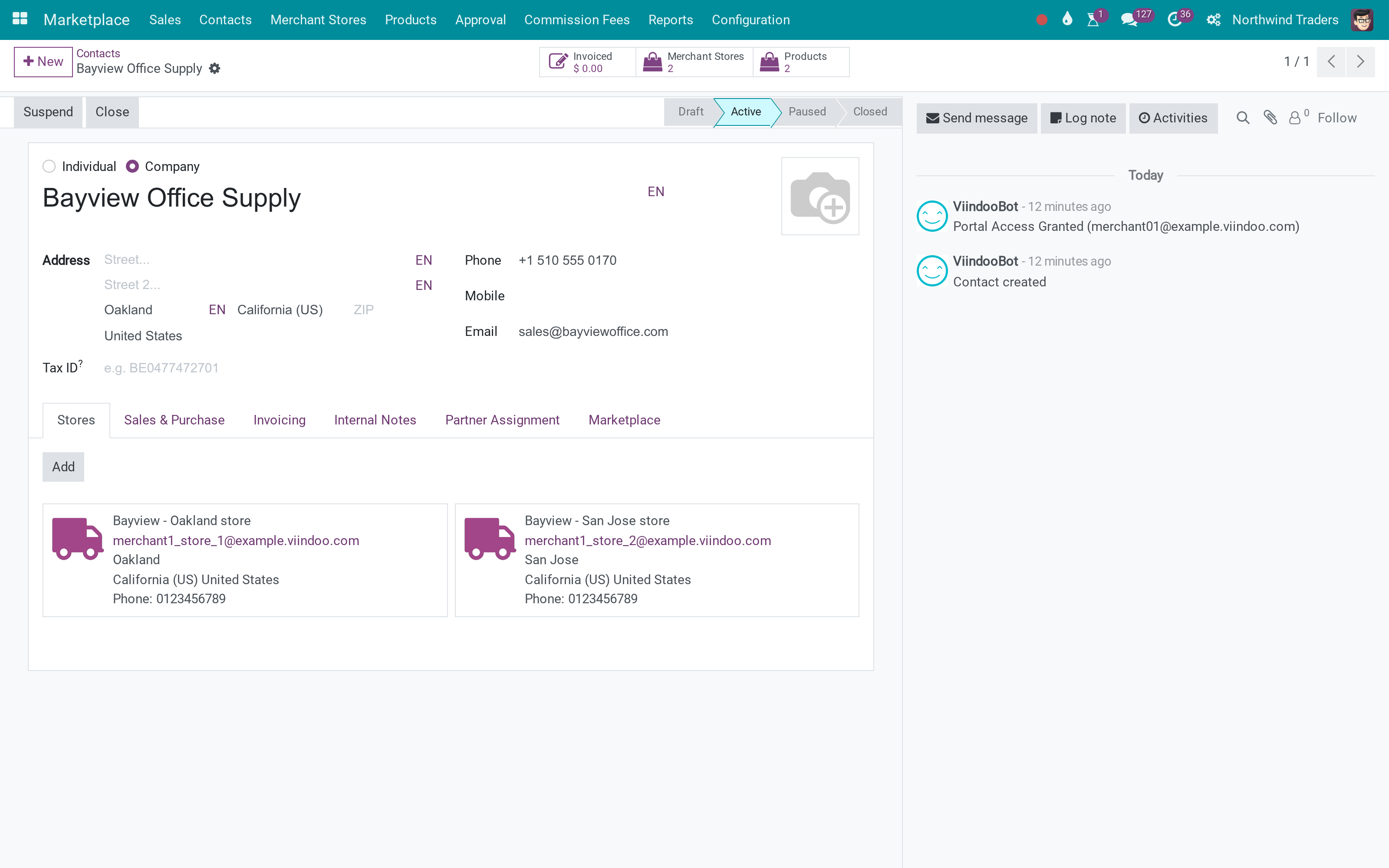 Run a multi-vendor marketplace on Odoo: merchants, stores, fees, stock, website shop, loyalty, ratings and approvals in one install