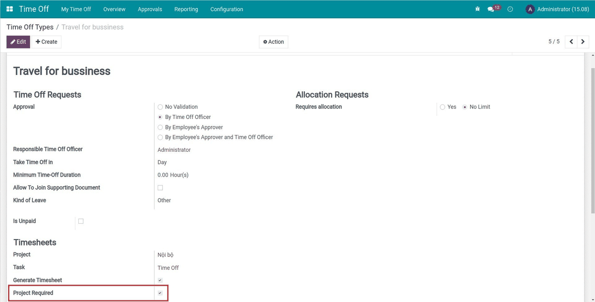 Time-Off Project Timesheet