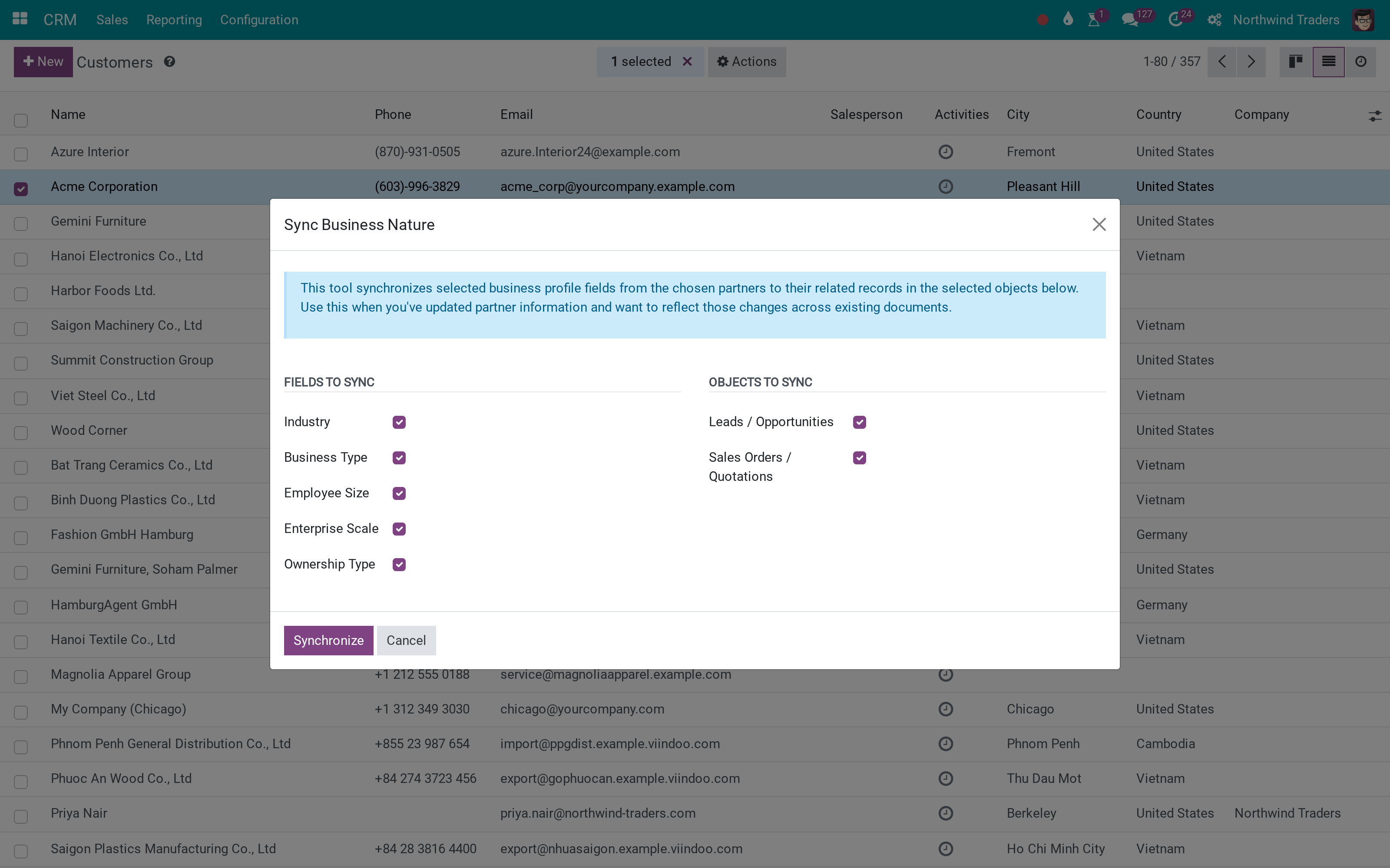 Sync wizard from contacts