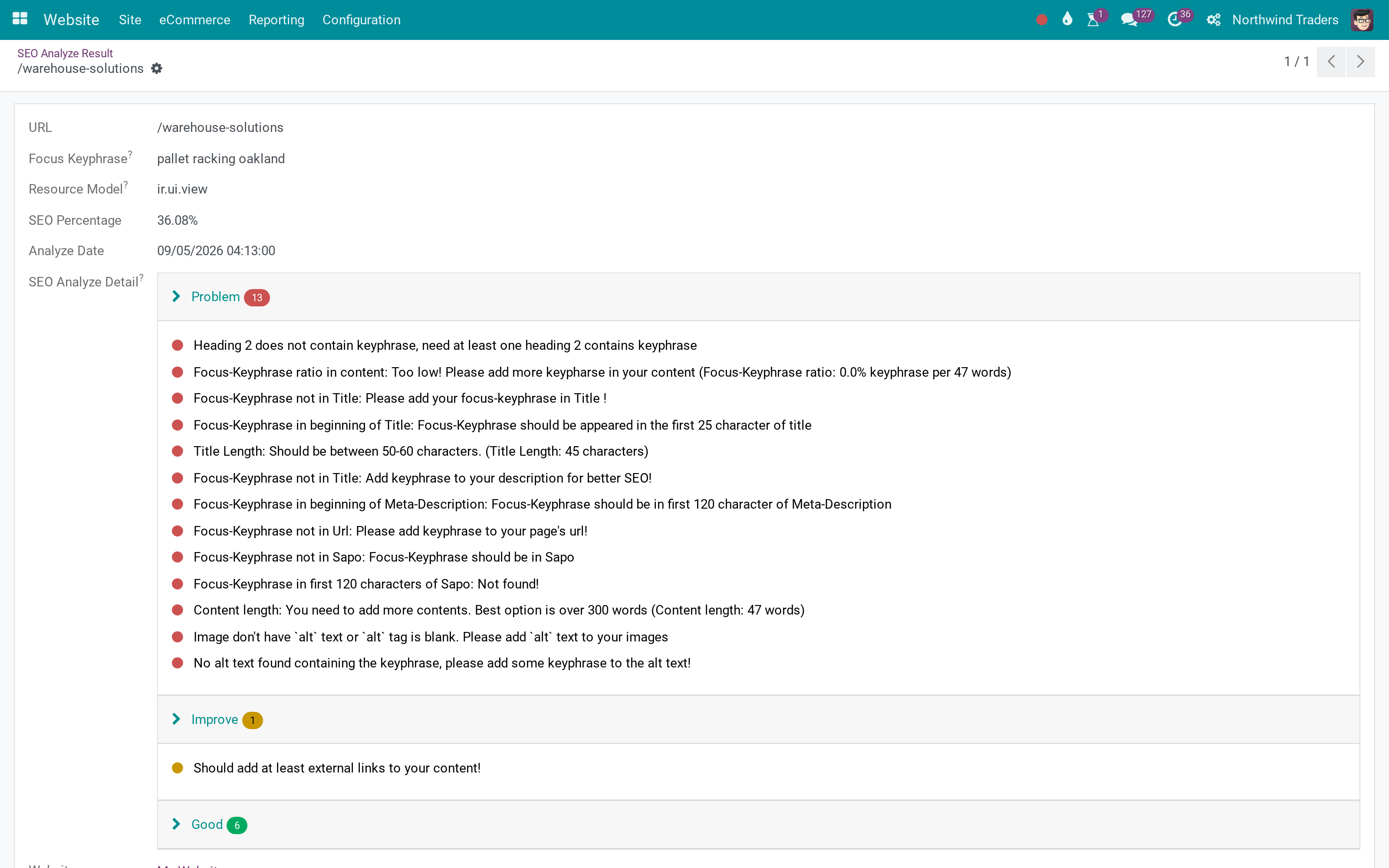 An SEO checklist scored on every page