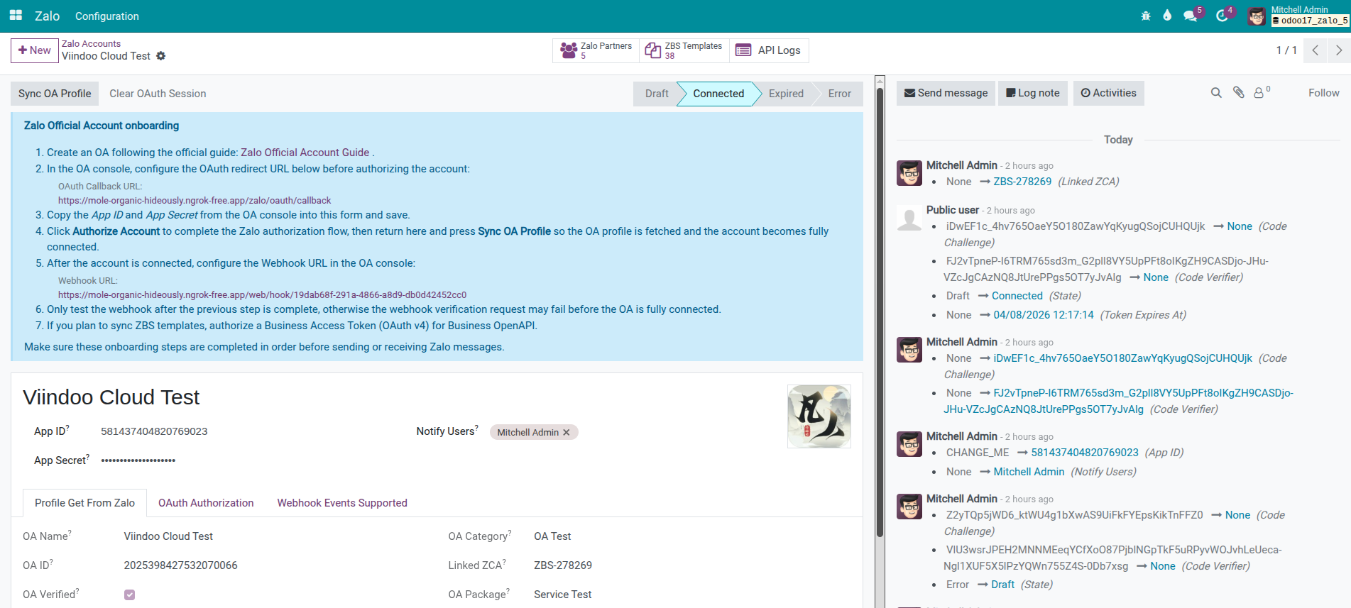 OA connection settings