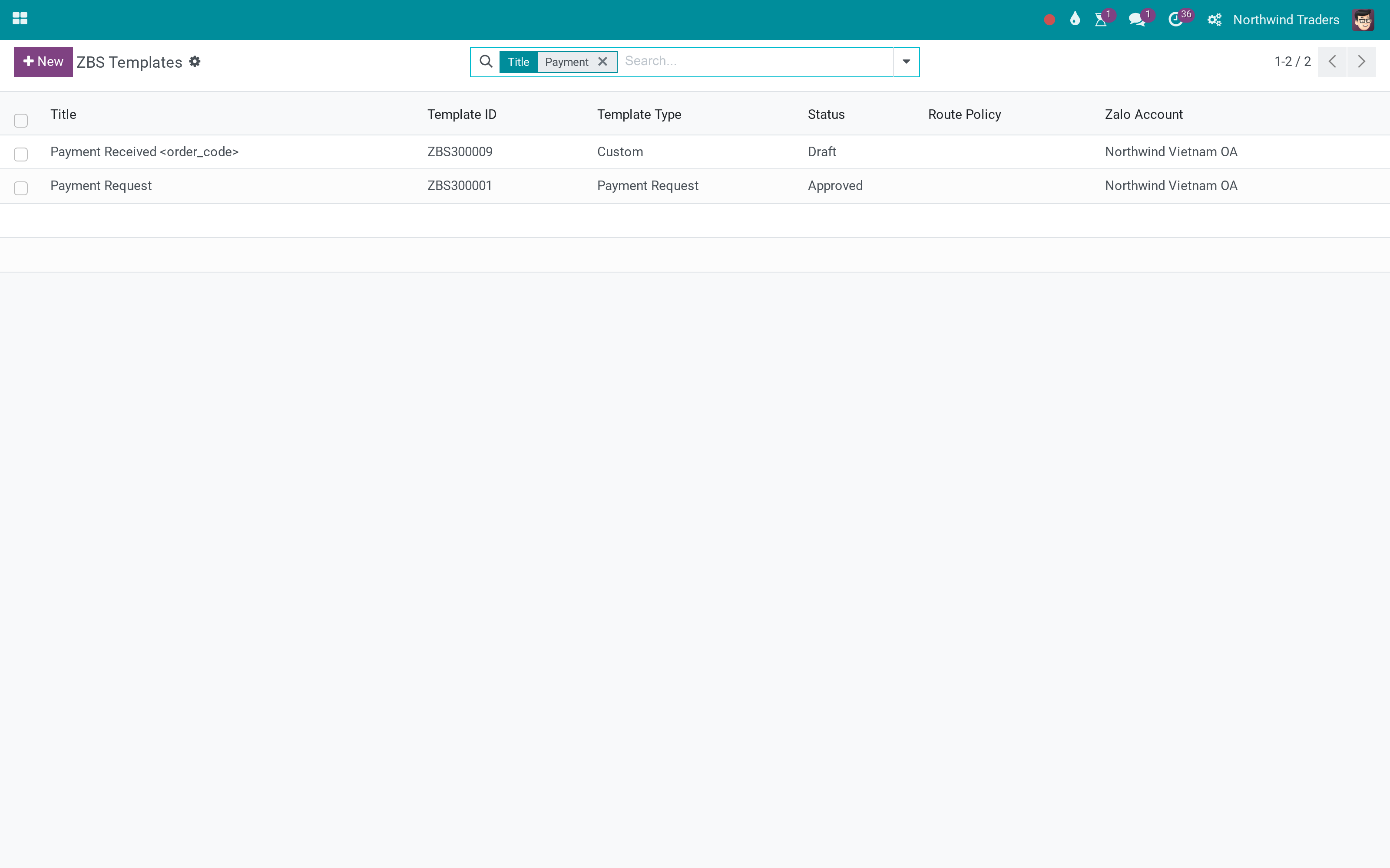 Payment templates