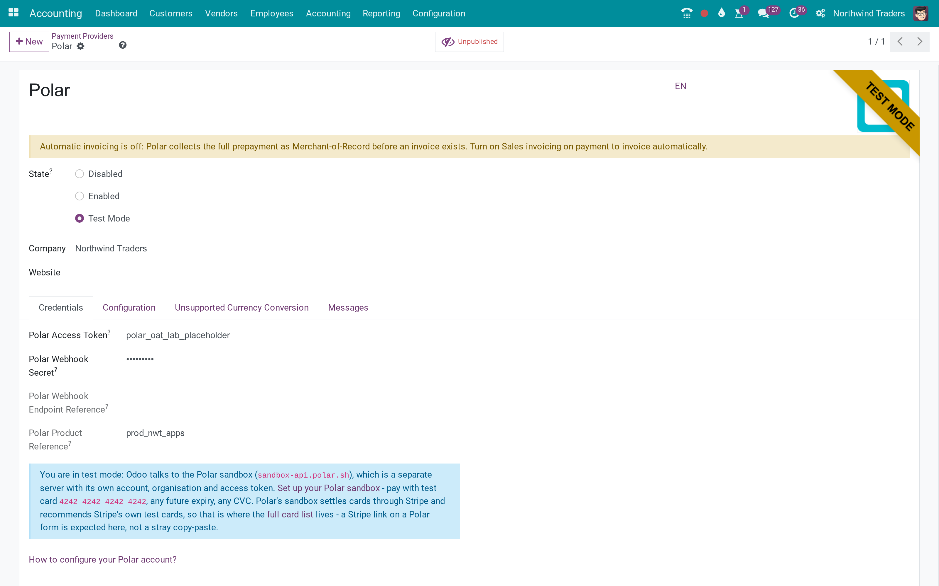Token and webhook