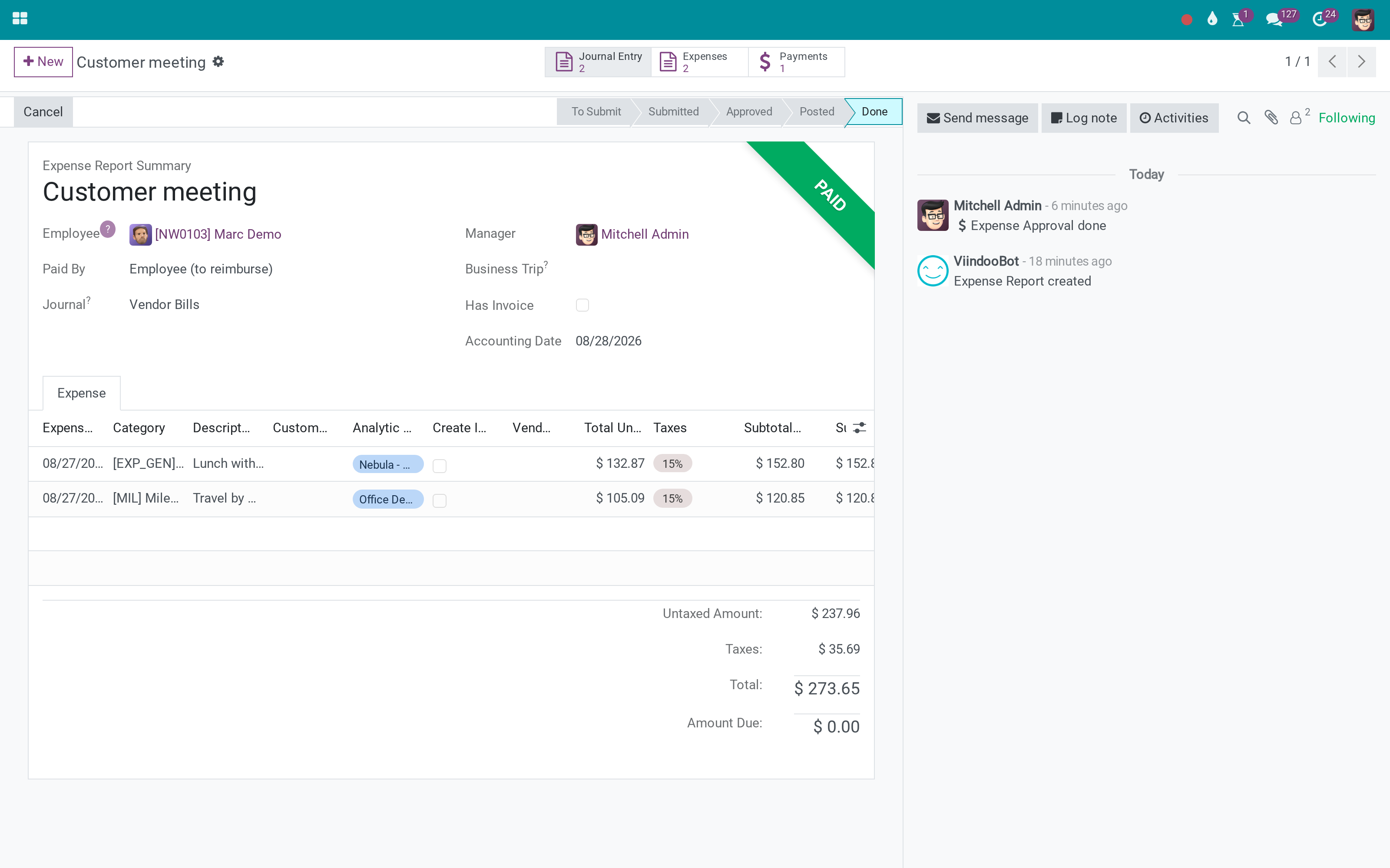 An own-account report reimbursed