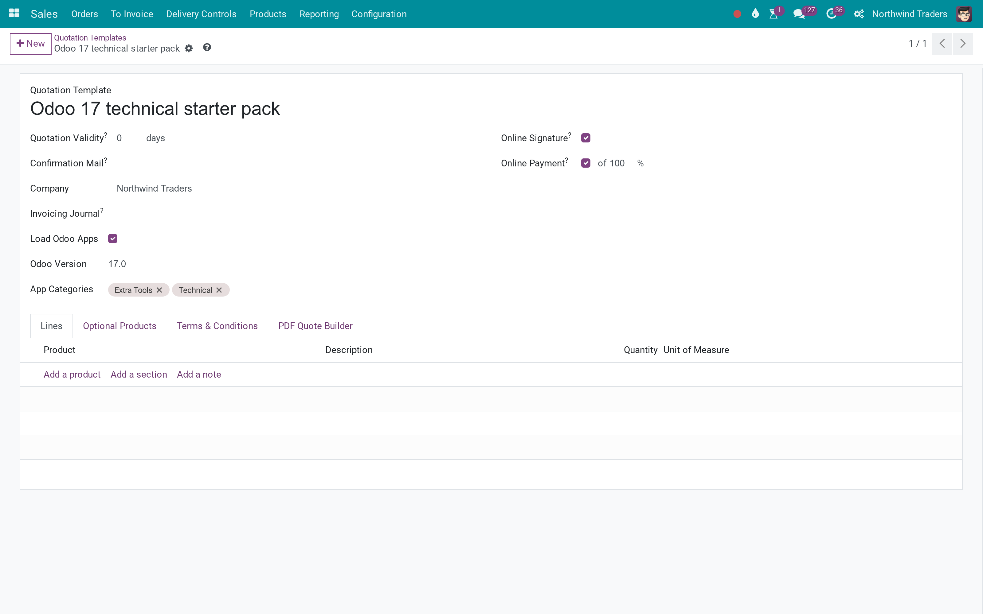 Quotation templates that load every app of a category