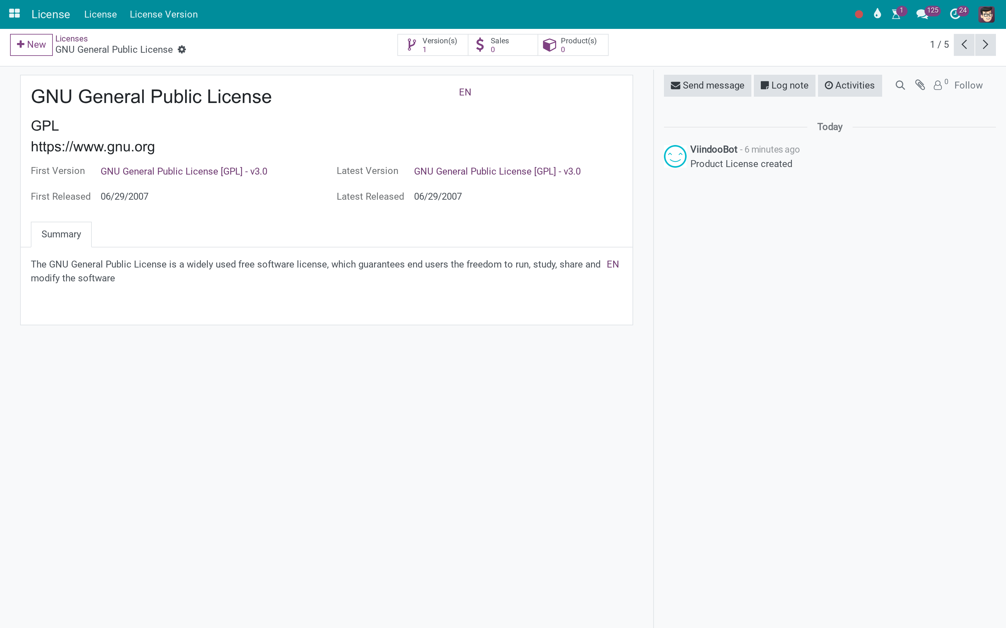 Which license, which version, on which product