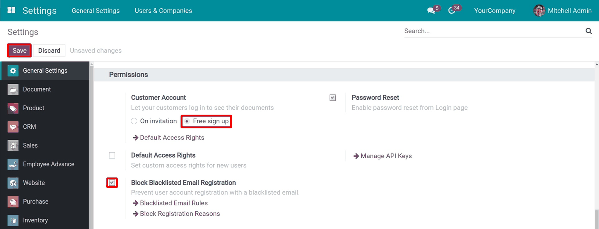 Registration Email Blacklist