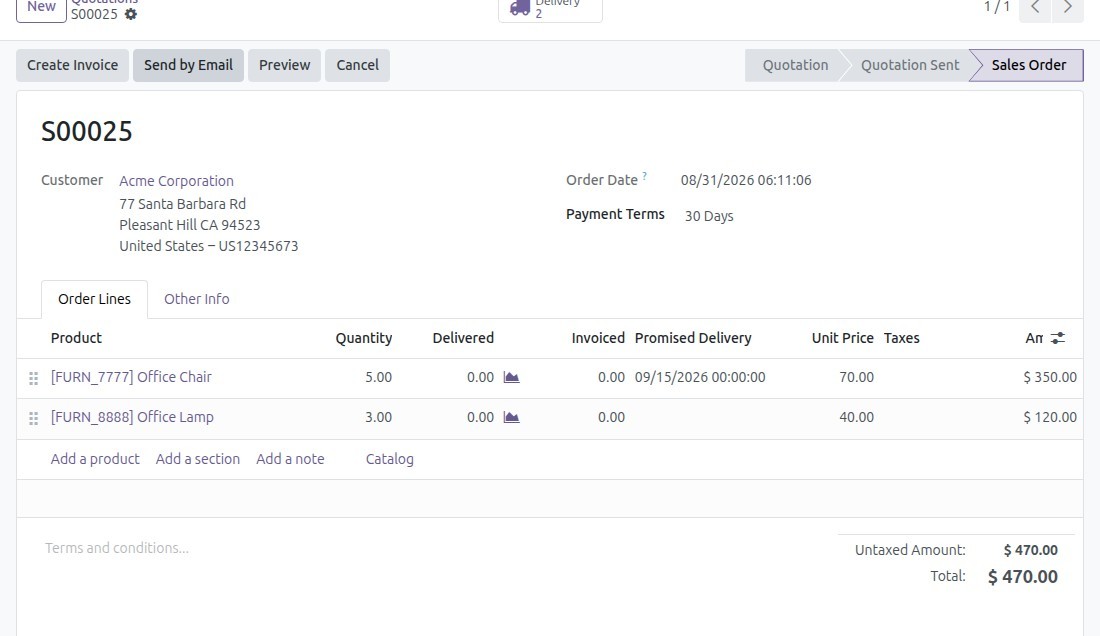 Confirm a sales order in Viindoo