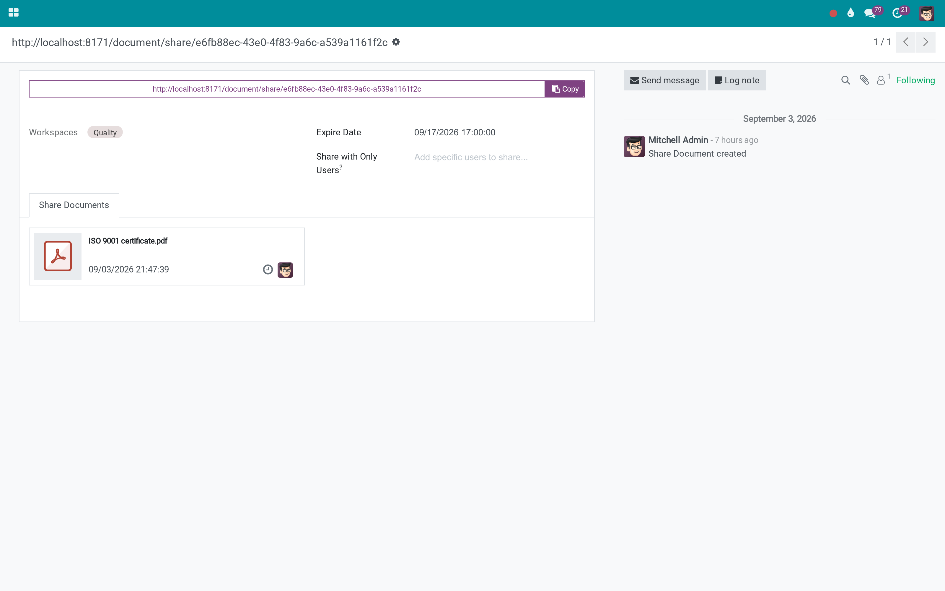 A document share link