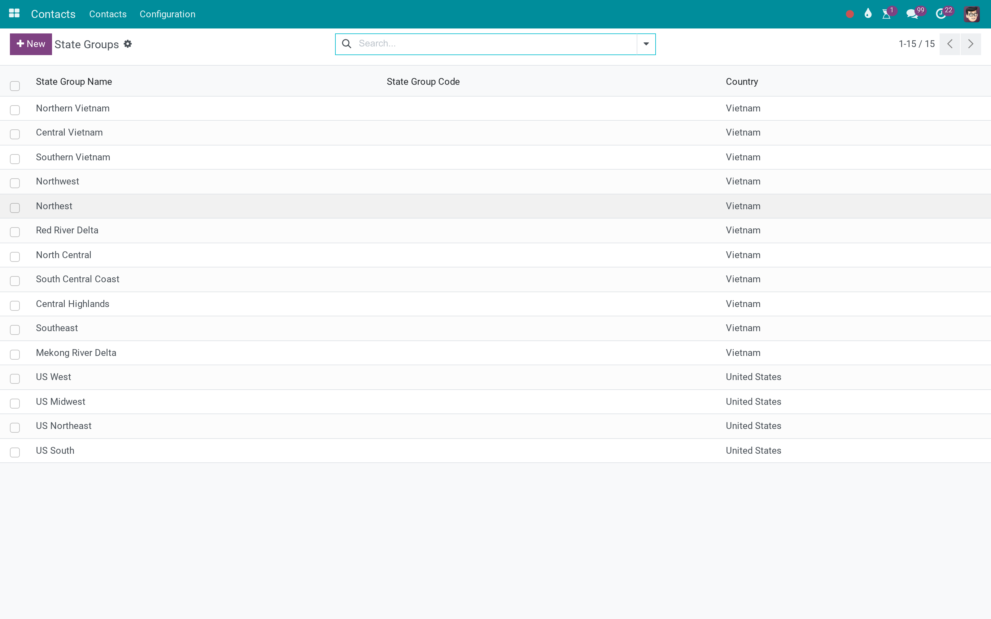 Group the states your business actually reports on