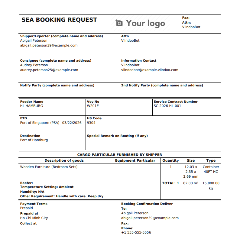 Booking request