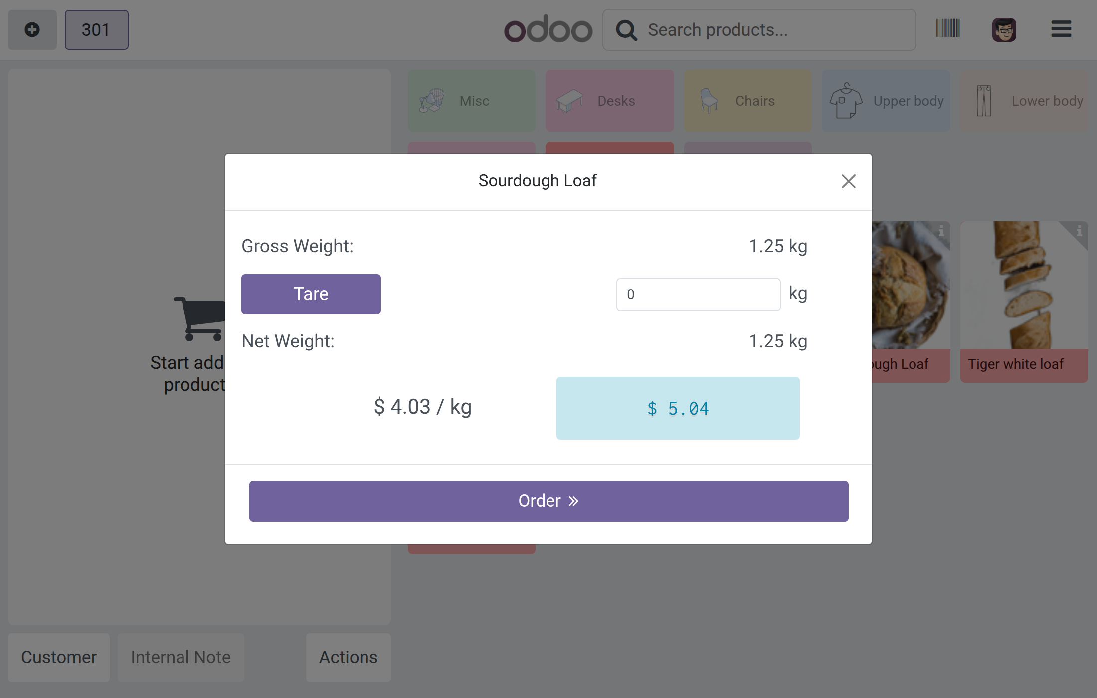 Weigh products priced by weight