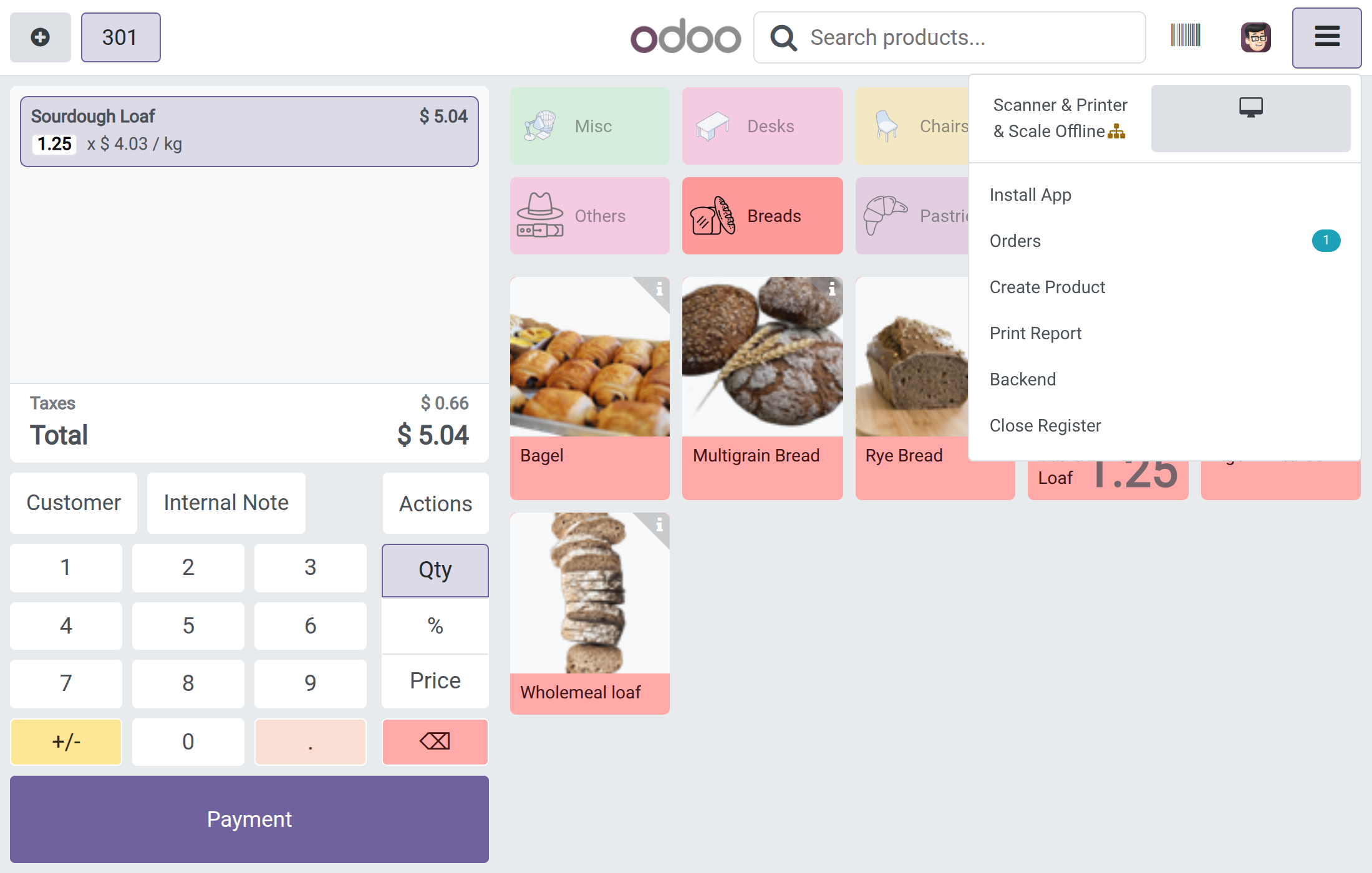 Show the customer screen from the till