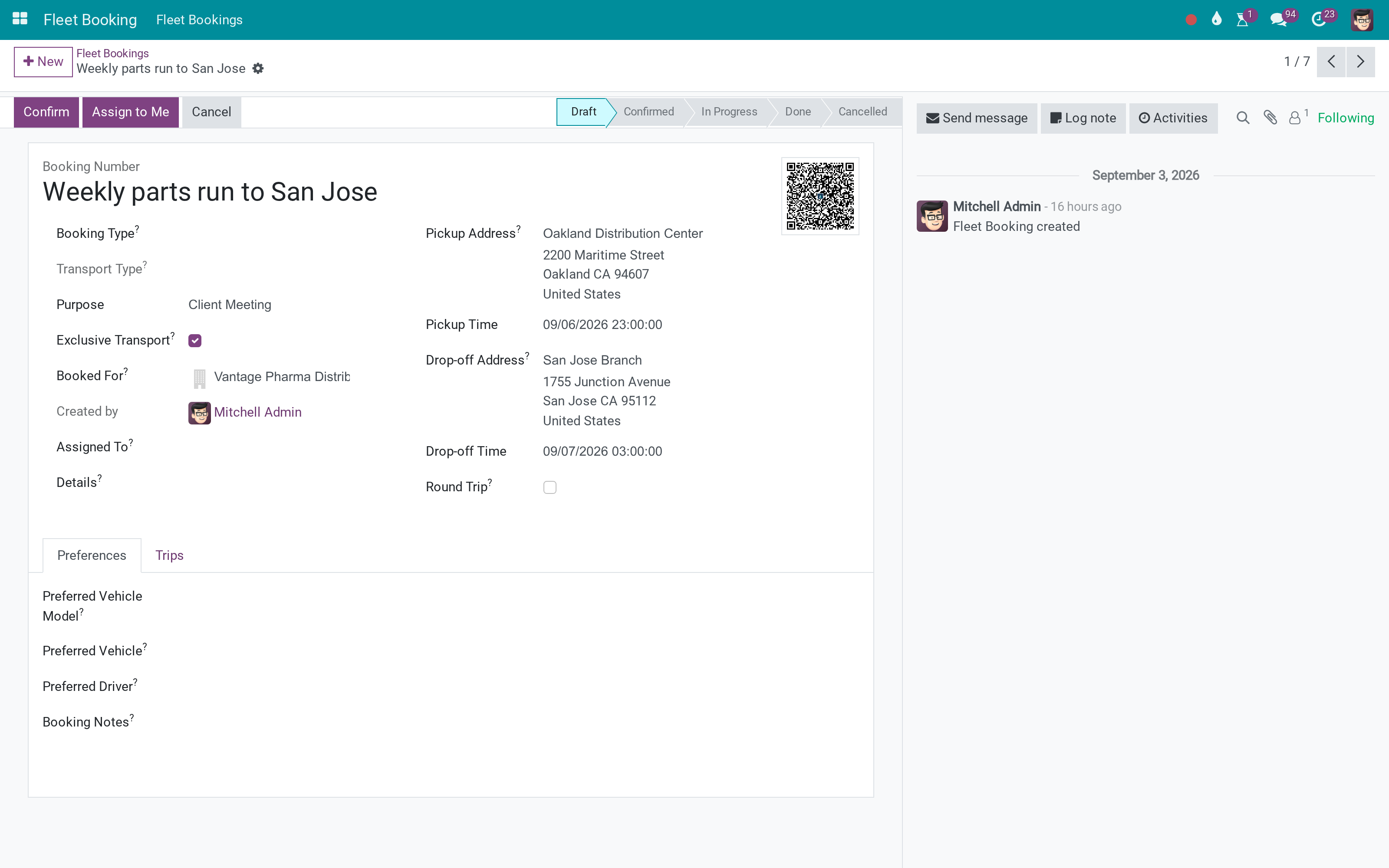 A QR code on any record, that opens the right page for whoever scans it
