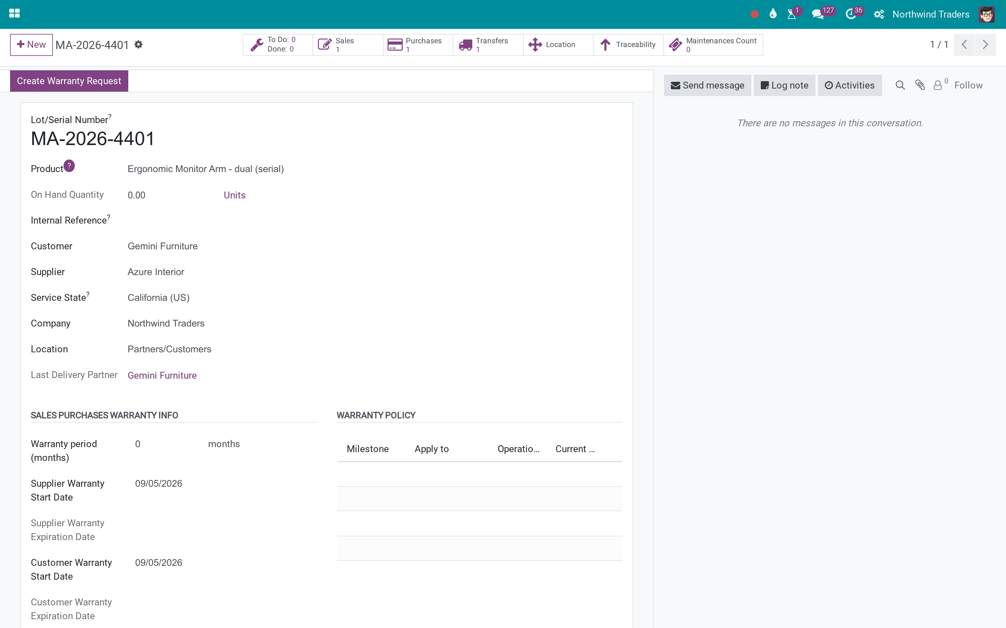 The customer on a dropshipped serial number
