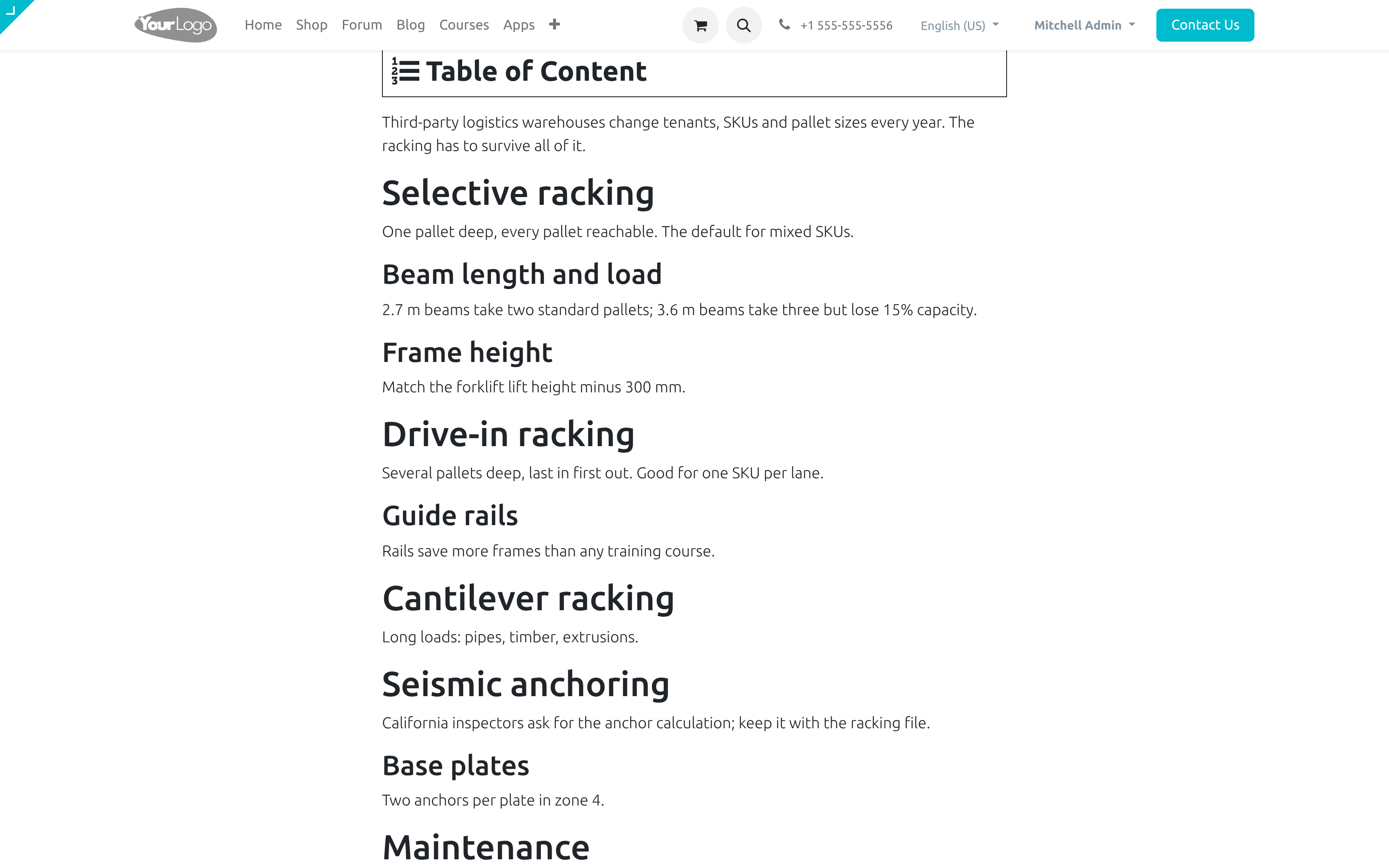 Numbered headings