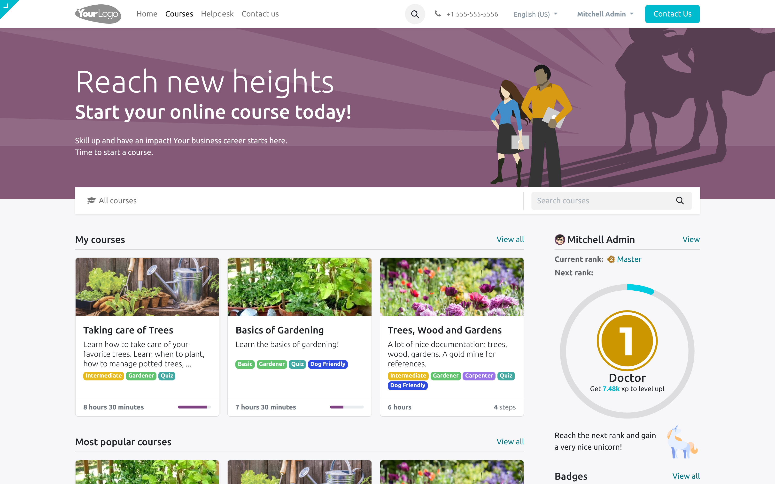 A course catalogue that looks like a product
