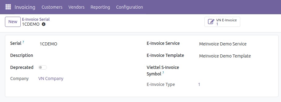 Creating an E-Invoice Serial linked to a service and a template