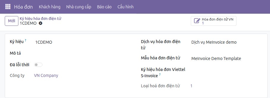 Tạo Ký hiệu hóa đơn điện tử liên kết với một dịch vụ và một mẫu hóa đơn