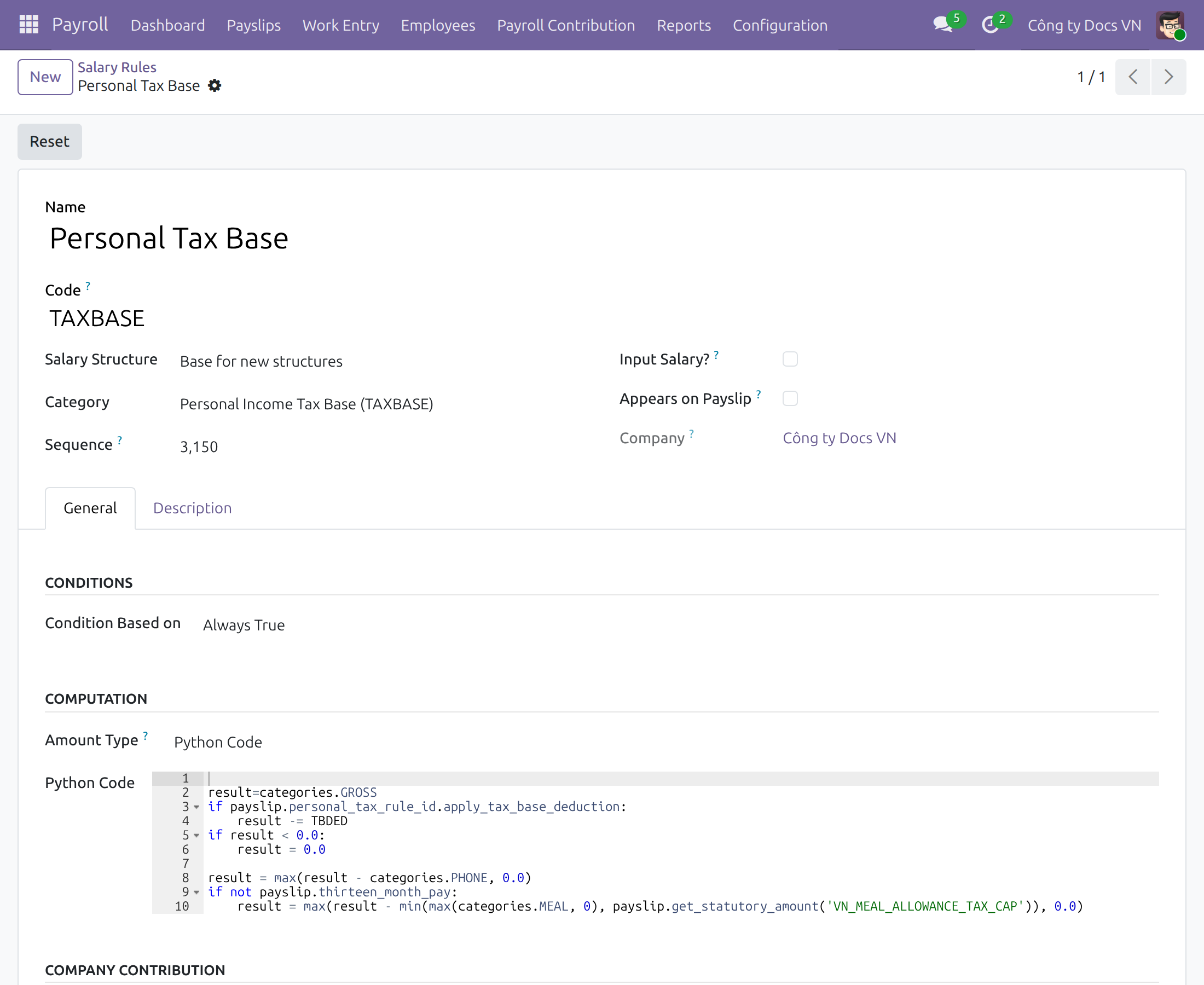 The exemption in the Personal Tax Base rule