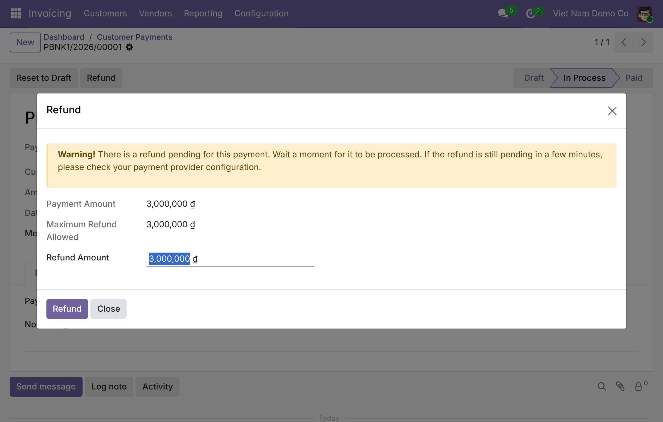 Refund in full or in part