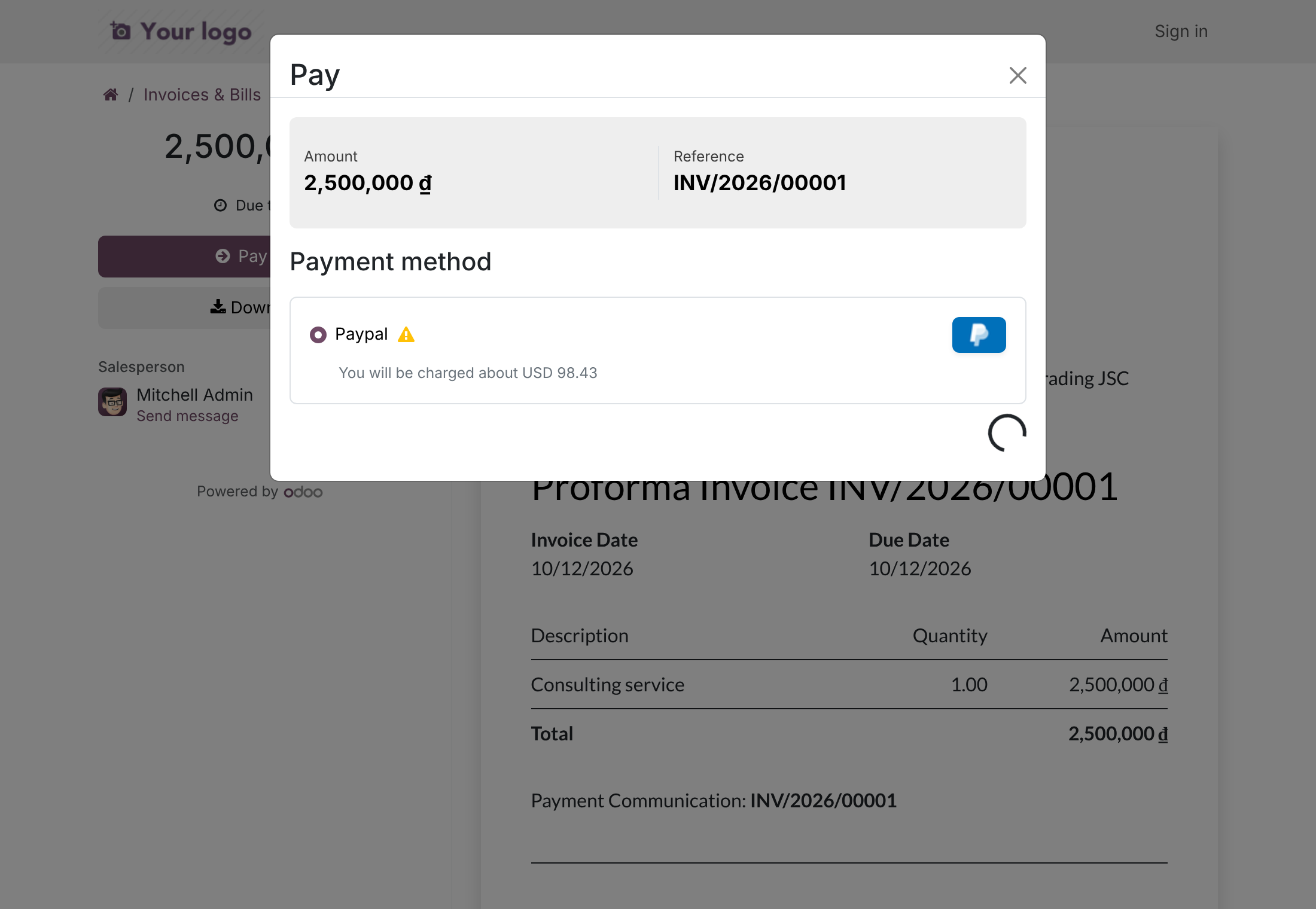 See the charged amount before paying