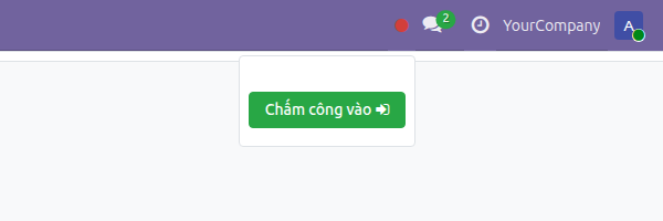 Chấm công từ thanh trên cùng