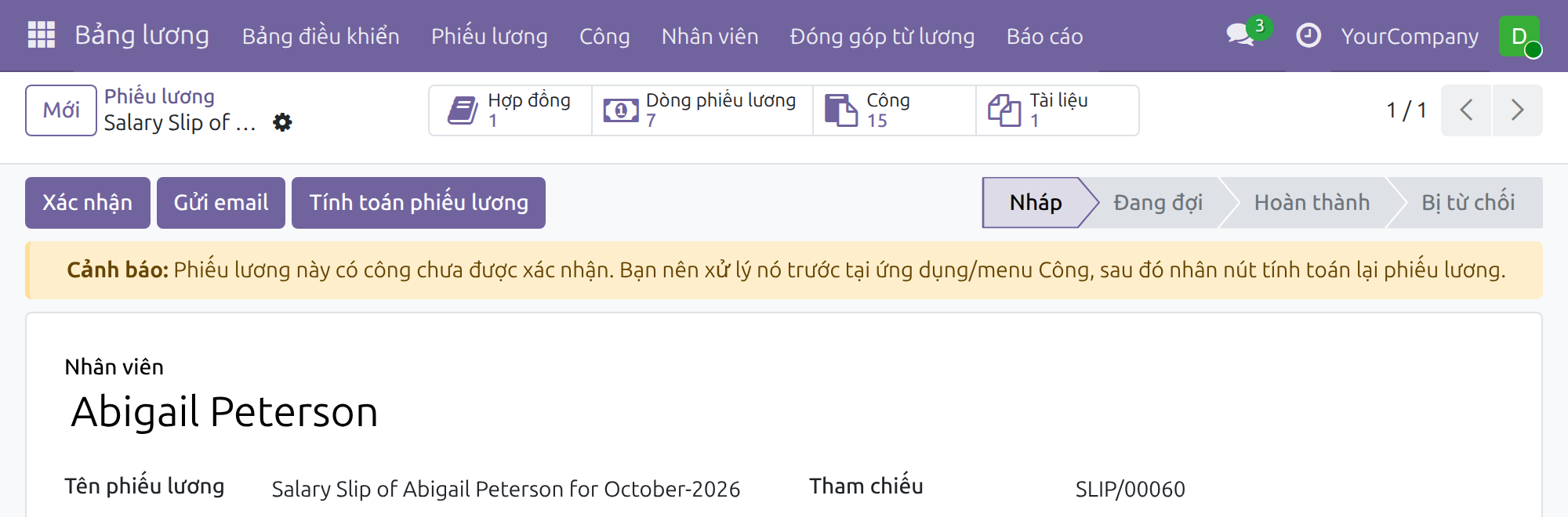 Xem tệp của một phiếu lương