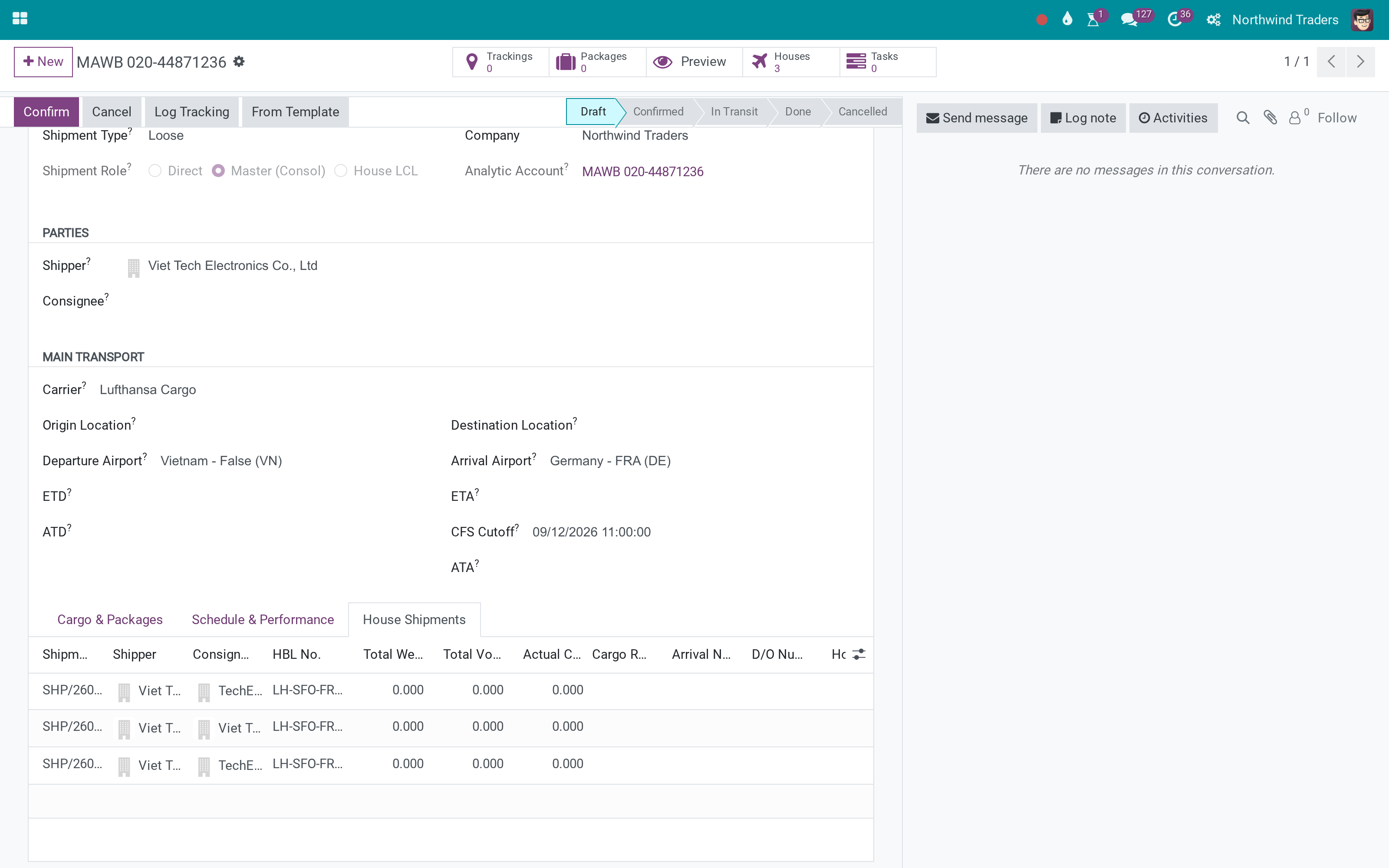Create House Shipments
