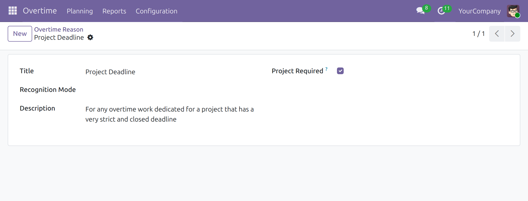 Require a project per reason