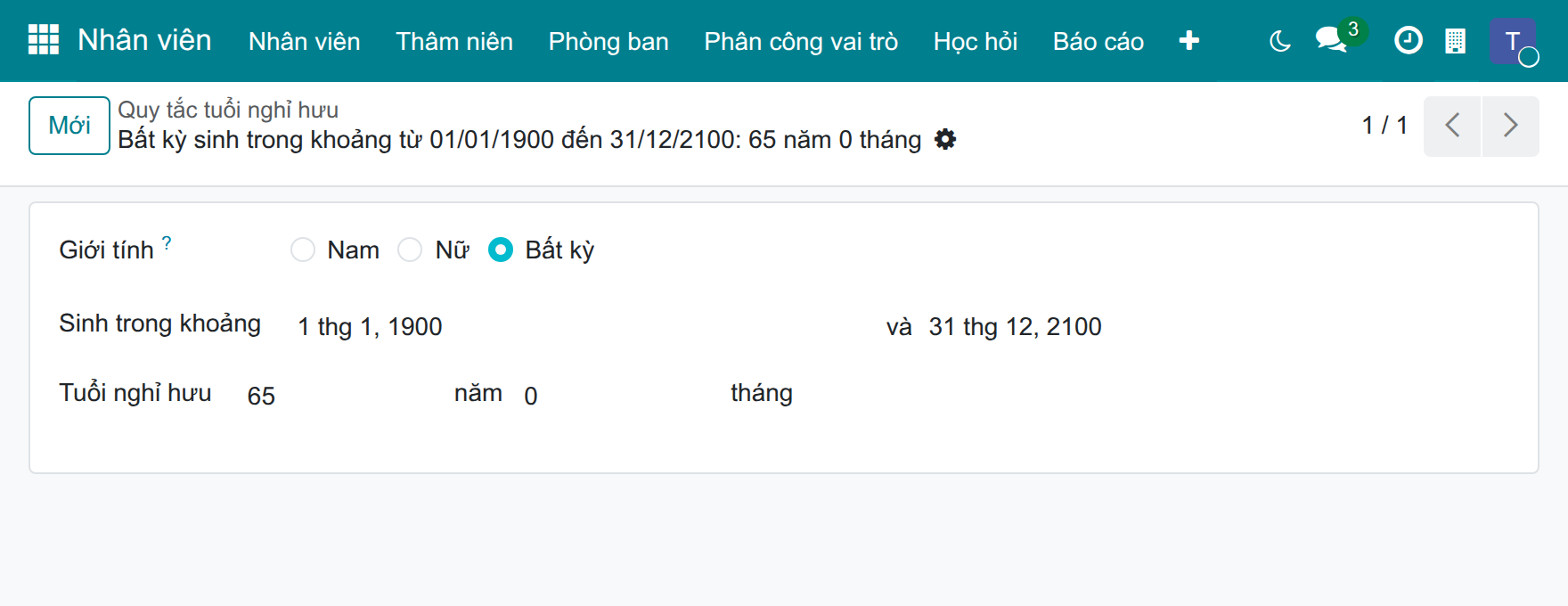 Tinh chỉnh độ tuổi bằng một quy tắc