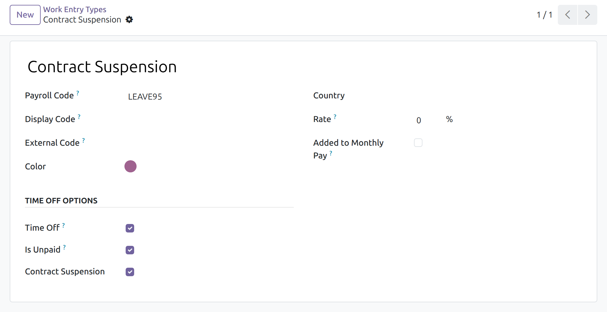 Adapt the Contract Suspension work entry type