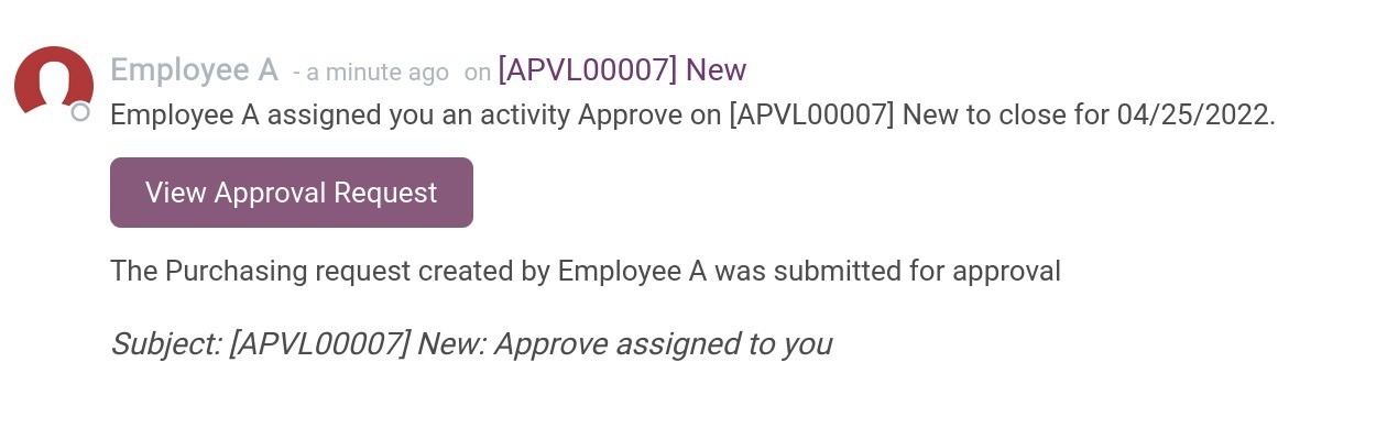 Approval notification