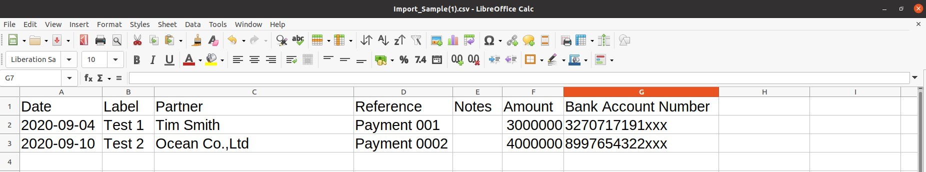 Add data to the import sample template